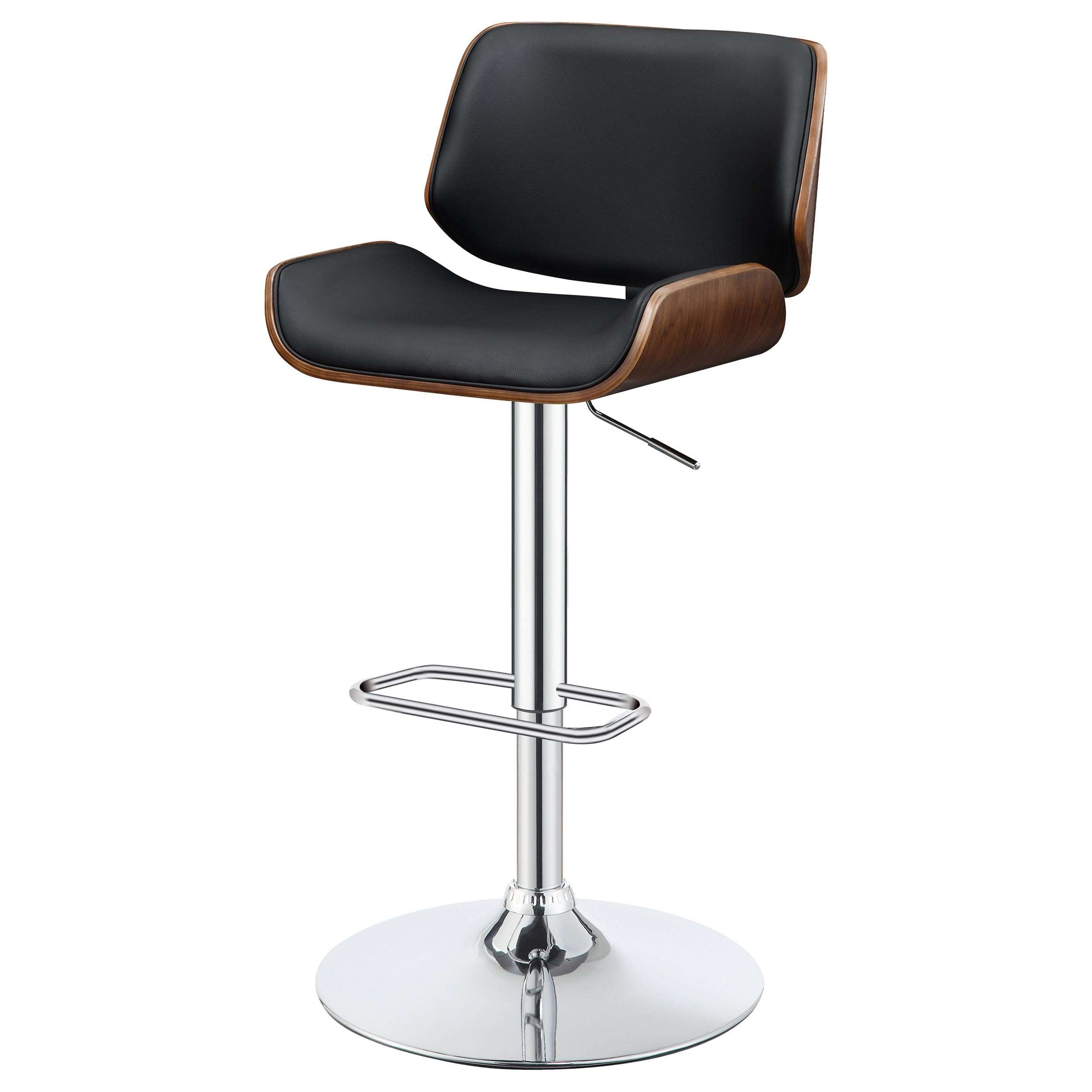 Coaster CO- Adjustable Bar Stool, Black, Walnut, Chrome 5