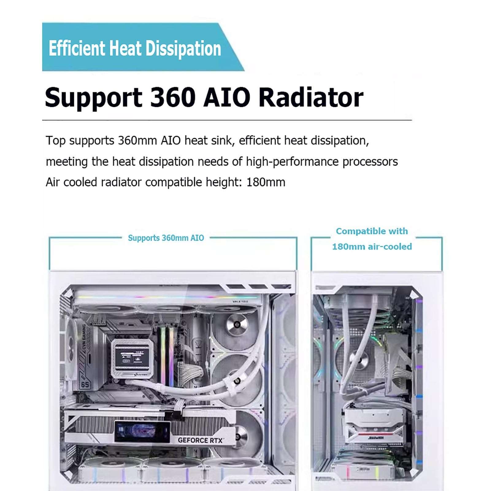 Computer Cases,Mid-Tower PC Gaming Case M-ATX/ATX/ITX - Front I/O USB 3.0 /Type-C Port - 270 ° Panoramic View Tempered Glass Panel - Can Be Customized Privately 5