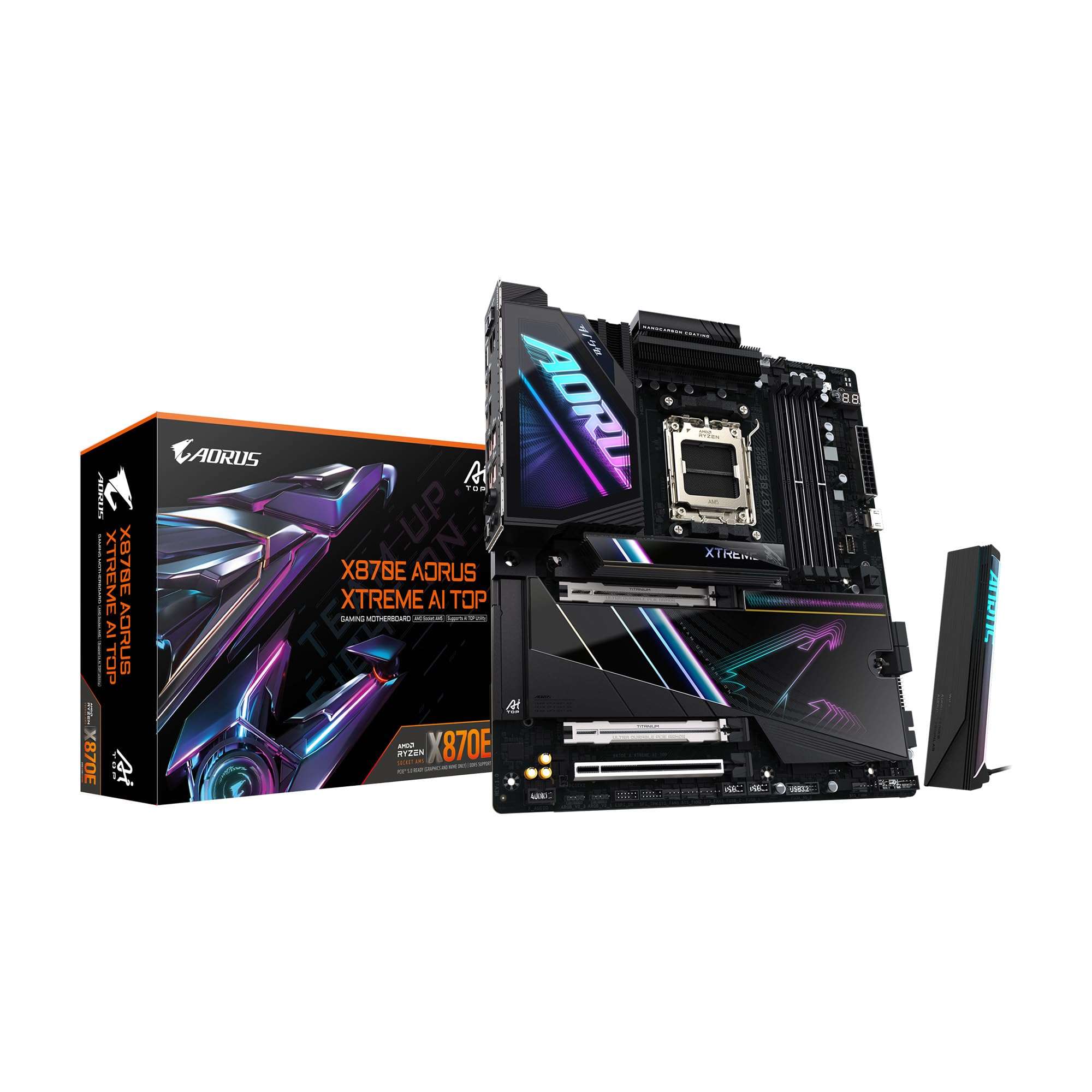 GIGABYTE X870E AORUS Xtreme AI TOP AMD AM5 LGA 1718 Motherboard, E-ATX, DDR5, 4X M.2, PCIe 5.0, USB4, WIFI7, 10GbE LAN, EZ-Latch, 5-Year Warranty 1