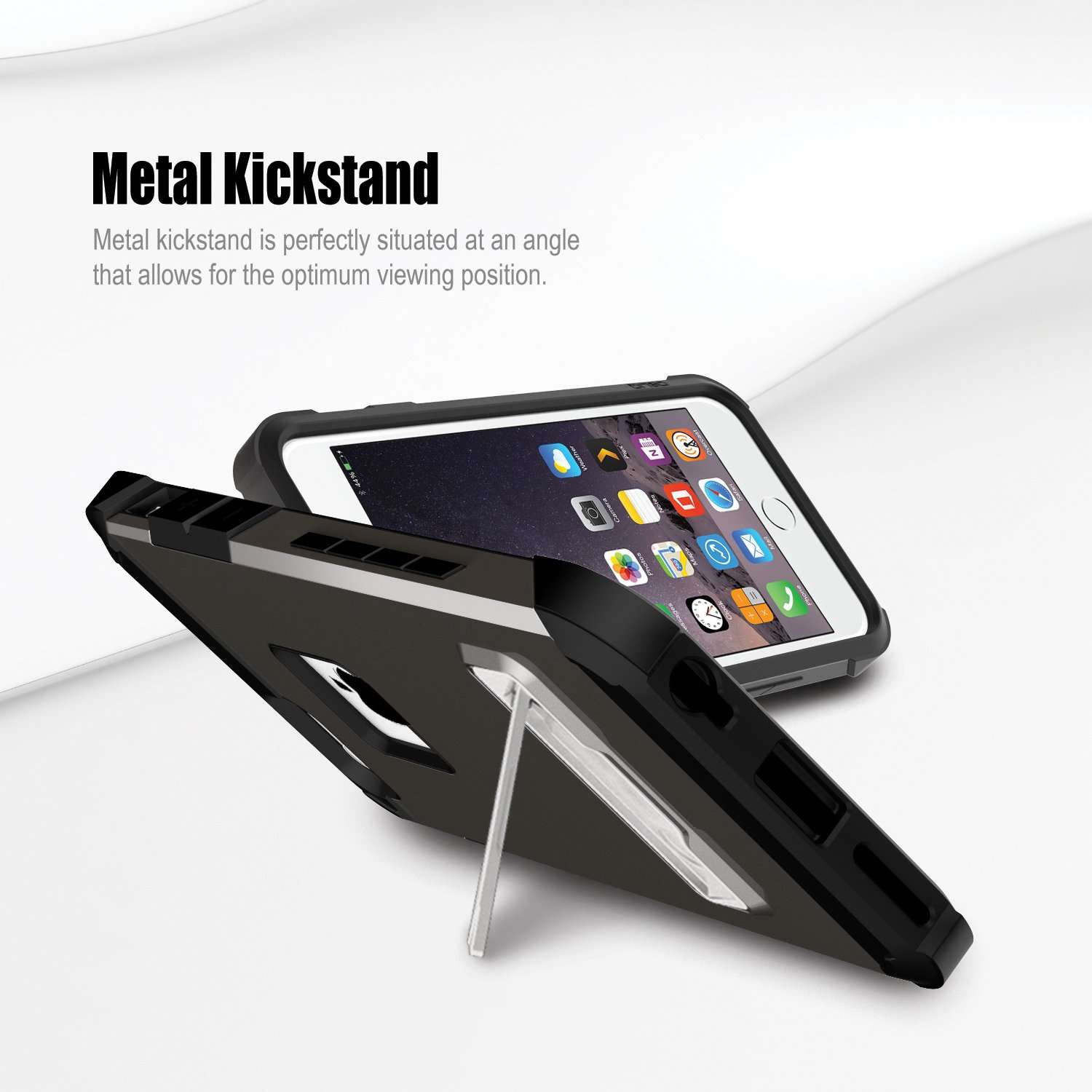 iPhone 6S Plus Case, OBLIQ [Skyline Advance][Space Gray] with Metal Kickstand Dual Layered Metallic Heavy Duty Hard Protection Hybrid High Quality Case for iPhone 6S Plus (2015) & iPhone 6 Plus (2014) 4