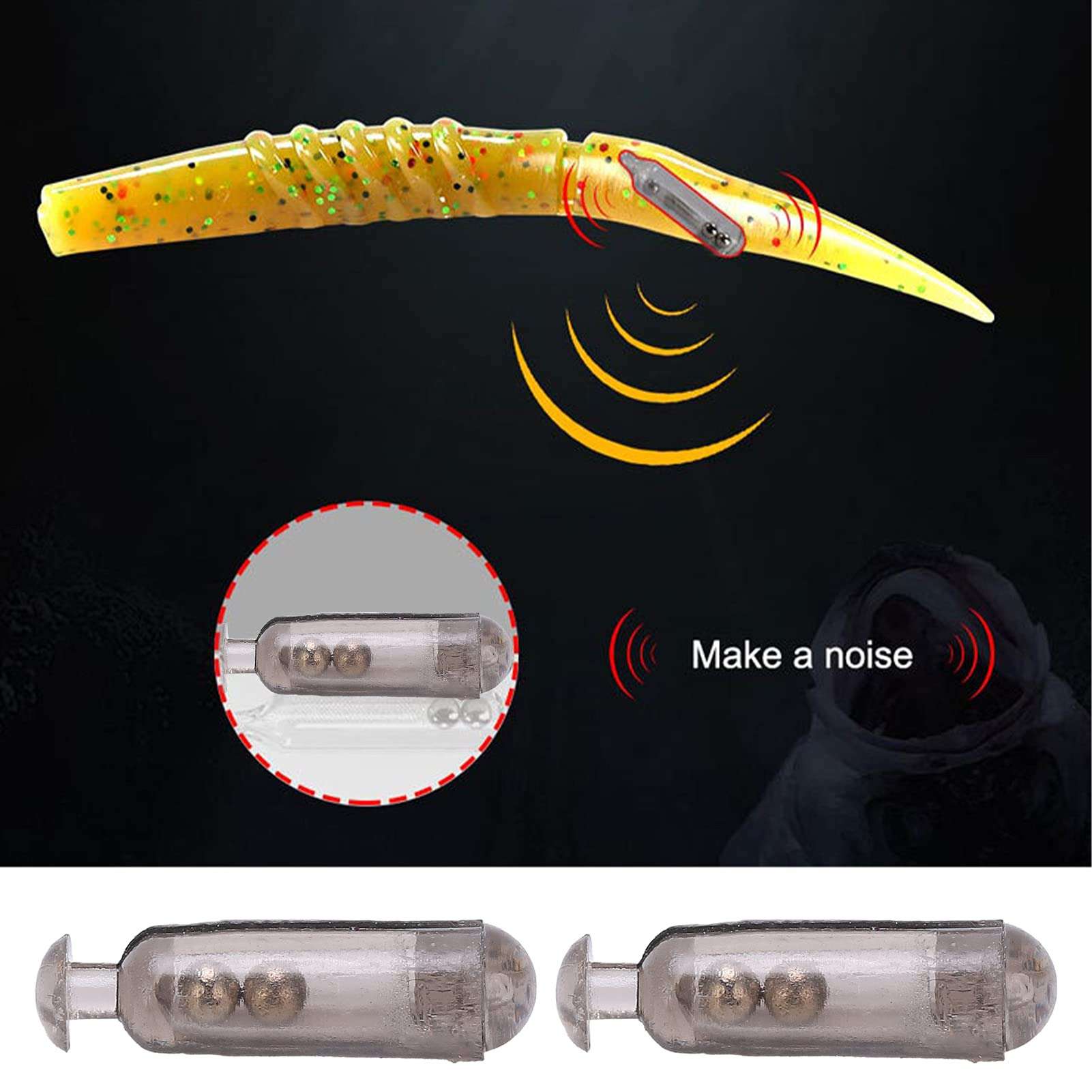 VGEBY 50pcs/Box 15mm Fishing Rattles Shake Fishing Lure Bait Insert Tube Rattles for Soft Fish(Black) 4