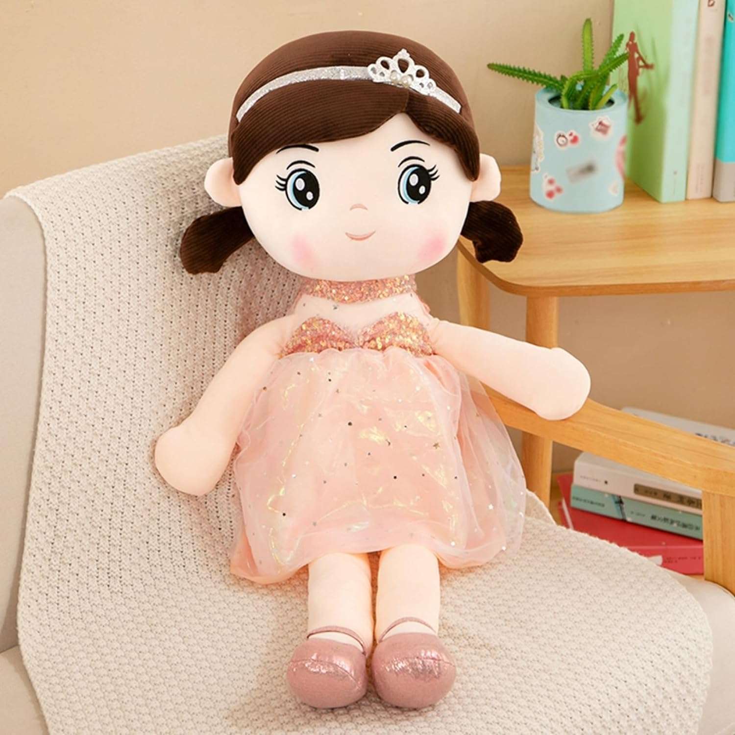 AN Teddy - Toys | Cute Crown Princess Doll Super Soft Plush Stuffed for Baby Gift 45 cm (1-Single Peice) 3