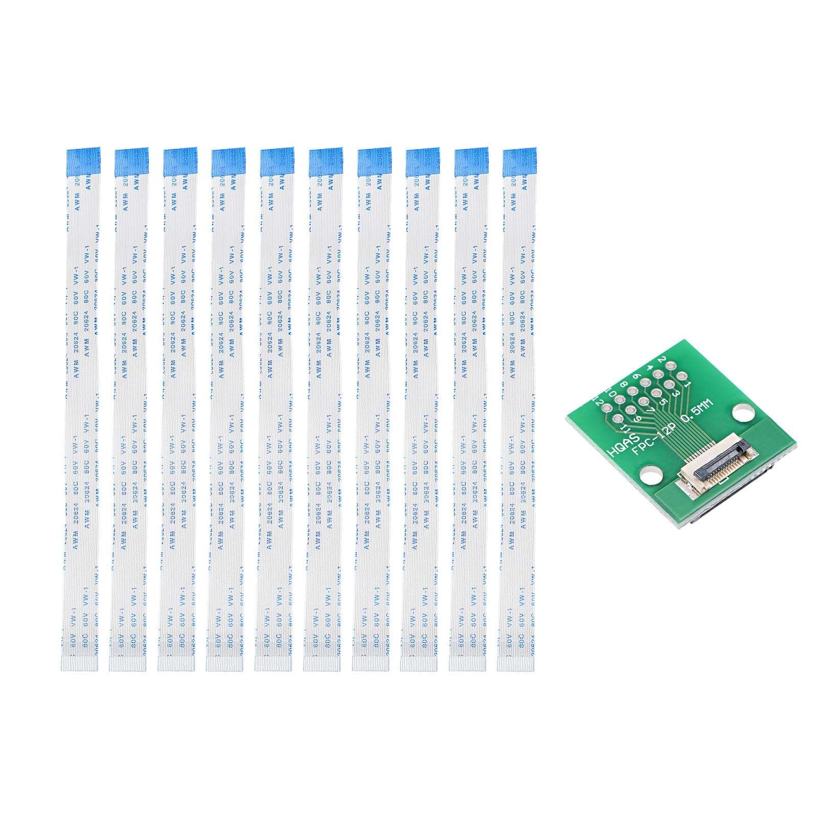 MECCANIXITY 20 Pins FFC FPC 0.5mm 1mm Pitch to DIP 2.0mm and Flexible Flat Cable 150mm 0.5mm Pitch for FPC/FFC LCD TV Car Audio DVD Player 1