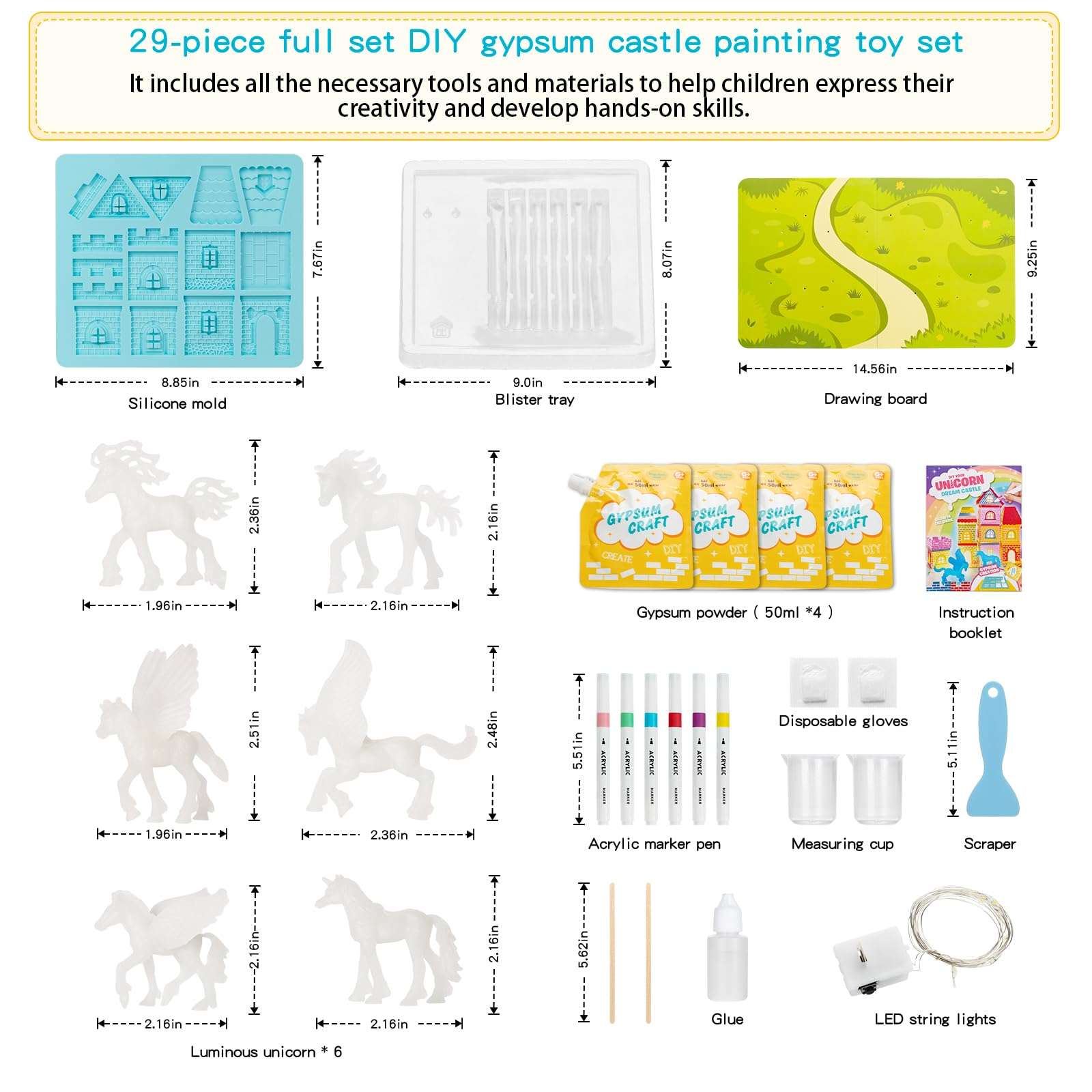 FrostJoy DIY Castle Building Glow in The Dark Unicorn Painting Kit for Kids Ages 4-12 5