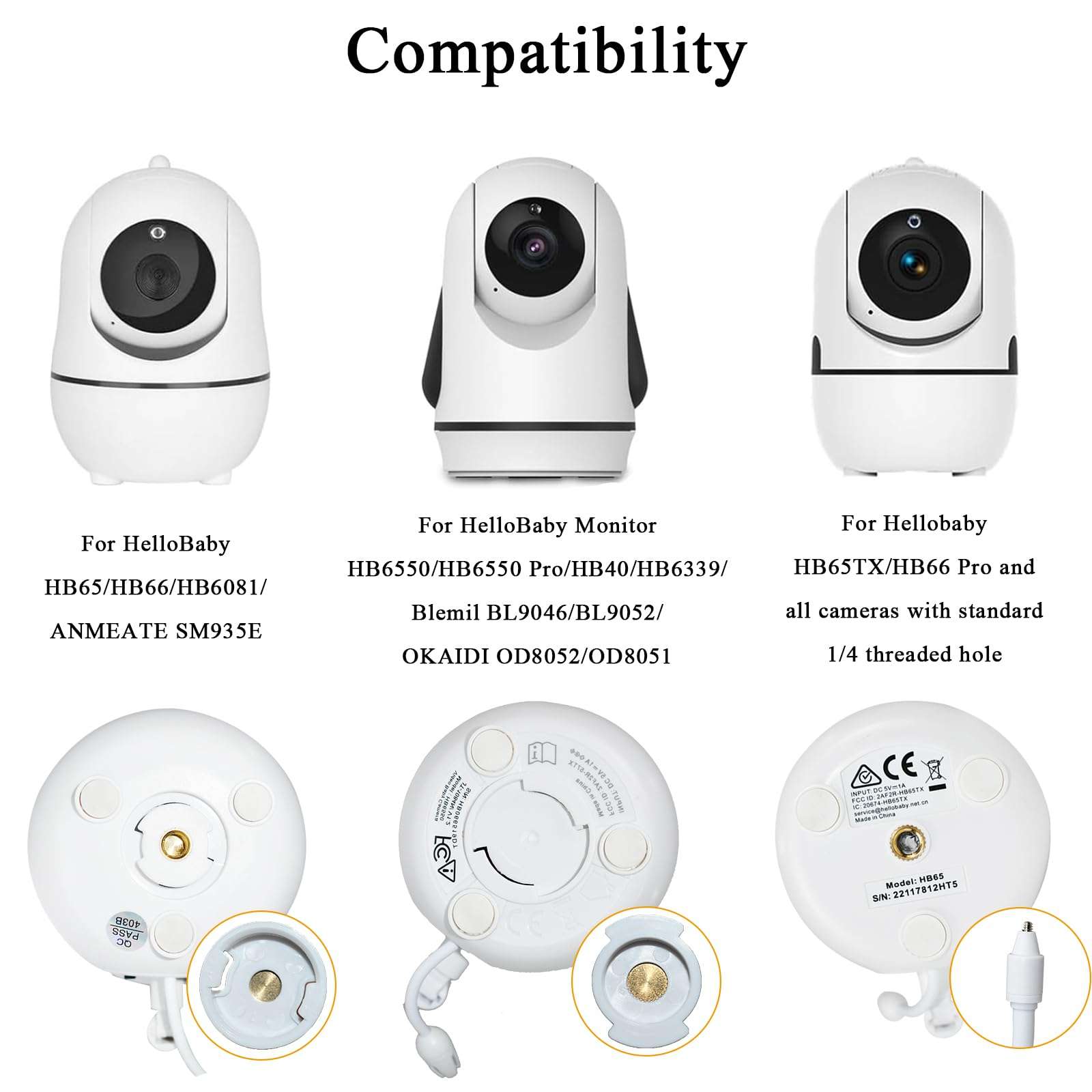 Flexible Baby Monitor Mount Compatible with HelloBaby HB6550/HB65/HB6558/HB66/HB248,ANMEATE SM935E/SM650,Baby Camera Mount,Baby Monitor Clip Mount Without Tools or Wall Damage 3