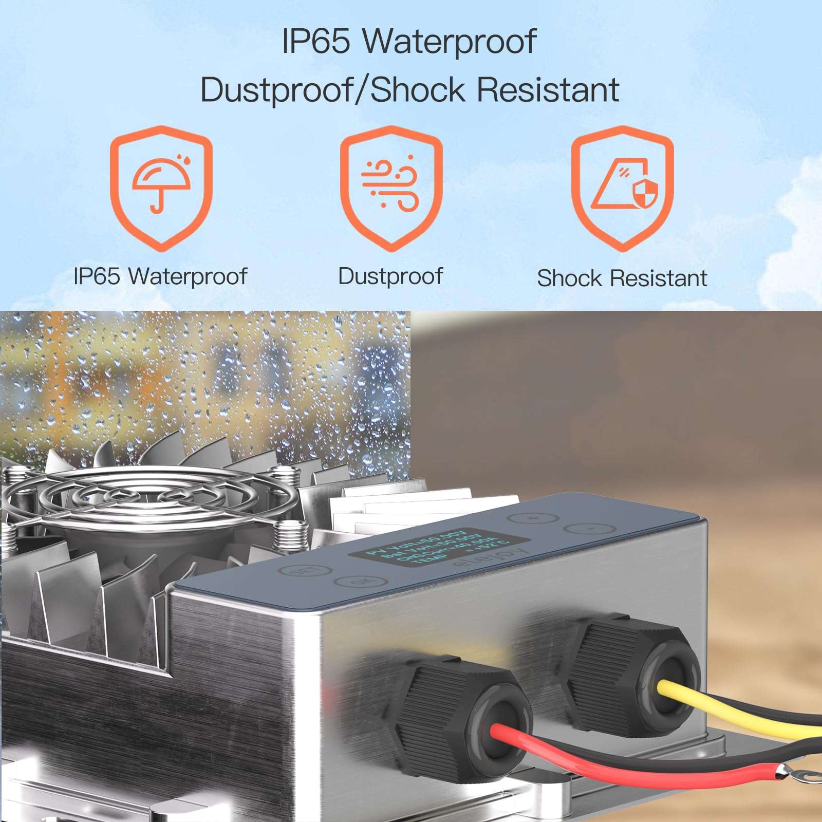 ELEJOY 40 Amp 600W MPPT Solar Charge Controller IP65 Waterproof Step-Down Adjustable 10-30V Battery System Auto,Max PV Voltage 84V Solar Panel Regulator 6