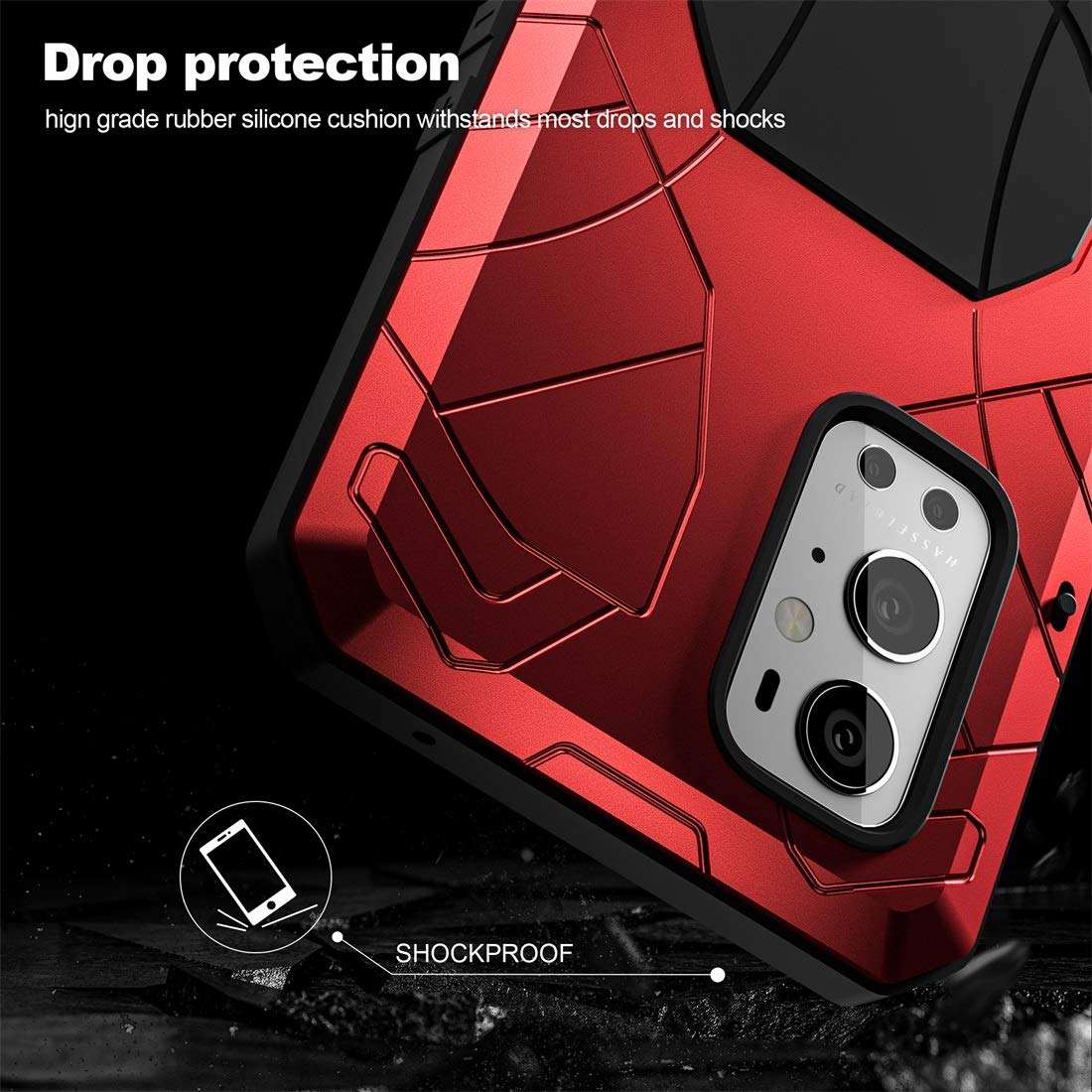 Foluu for Oneplus 9 Pro Case, for OnePlus 9 Pro 5G Case Heavy Duty, Aluminum Metal Shockproof Bumper Frame Case Soft Rubber Silicone Military Heavy Duty Hard Case for Oneplus 9 Pro 5G 2021 (Red) 3