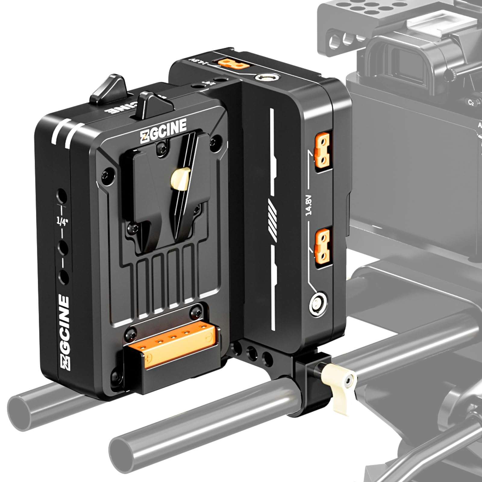 VM-HS2 Dual-Side V Mount Battery Plate,Hot-Swap V Lock Power Supply Splitter Support USB-C PD,2 BP Ports,4 D-TAP Ports,2 LEMO Ports Output for Camera/Camcorder/Gimbal/Filmmaker/Live/Studio 1