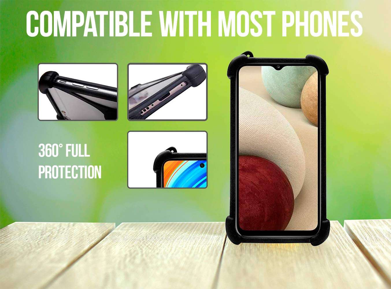 Tim Pim Universal Smartphone Bumper Case for iPhone Samsung Nokia Huawei Xiaomi Motorola LG HTC Blu Google Sony Tmobile Wiko Vivo Alcatel Zte 4.0 to 6.2 Inch Black 3