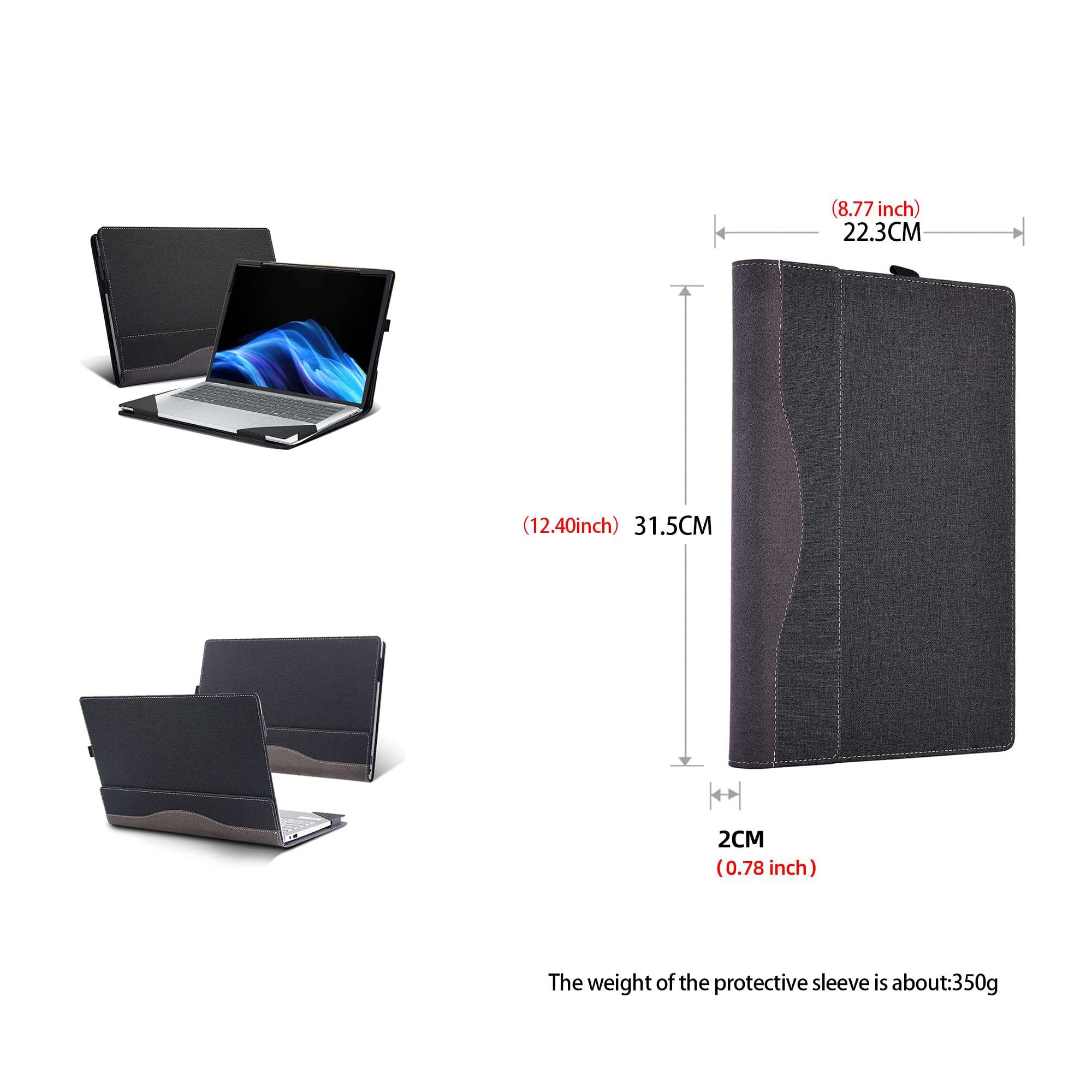 Laptop Case for HP OmniBook 5 Flip 2-in-1 Laptop 14-fp0000 14-fp0057nr 14"|OmniBook 5 Laptop Next Gen AI 14-hexxx[Not Other Models] PU Leather Protective Bag Detachable Shell (Dark Gray) 3