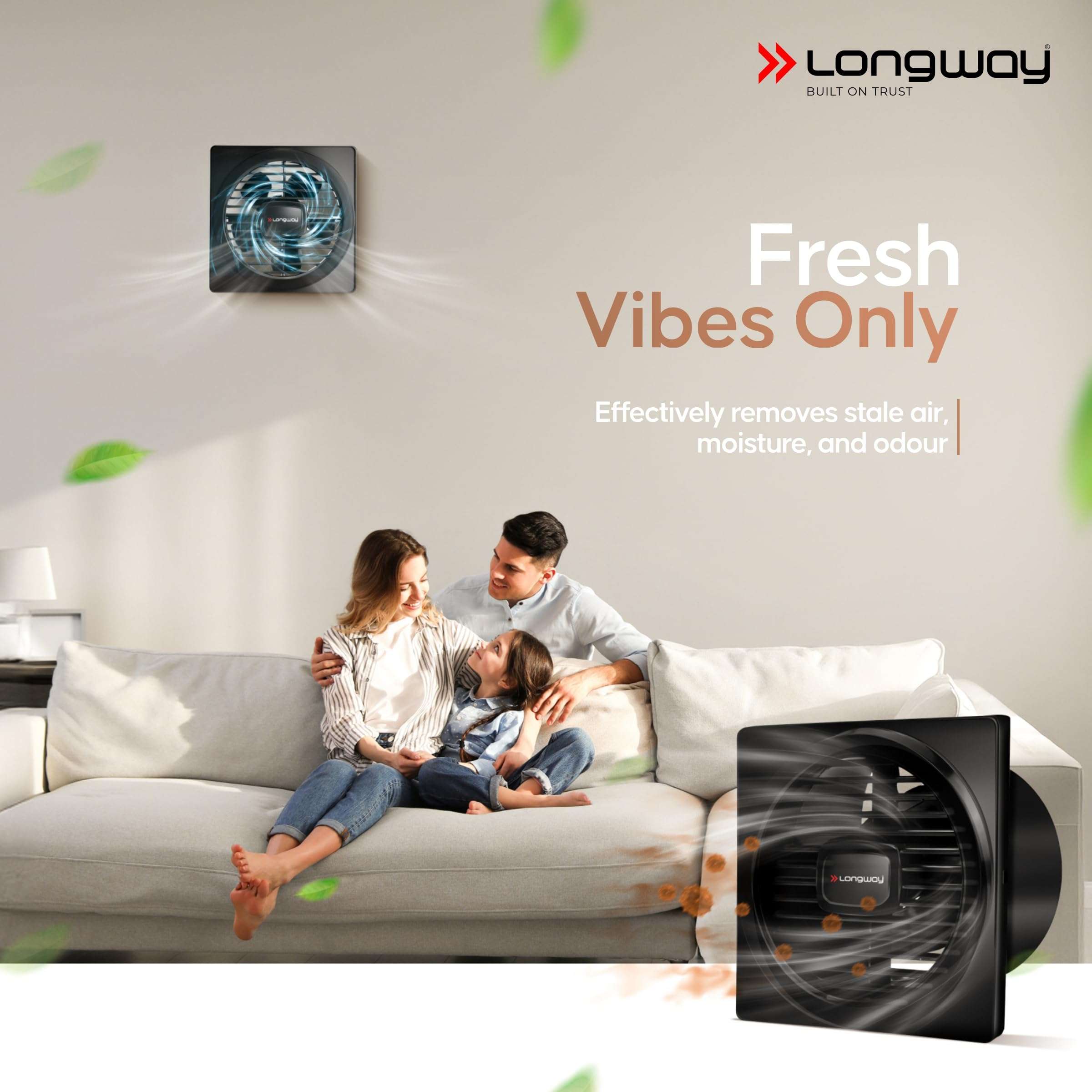 LONGWAY Gusto 6 Inch 150 mm Energy Efficient Exhaust Fan | High Speed Powerful Motor | Noiseless Operation & Easy to Clean | Suitable for Bathroom, Kitchen, Office | 2 Years Warranty (Black) 3