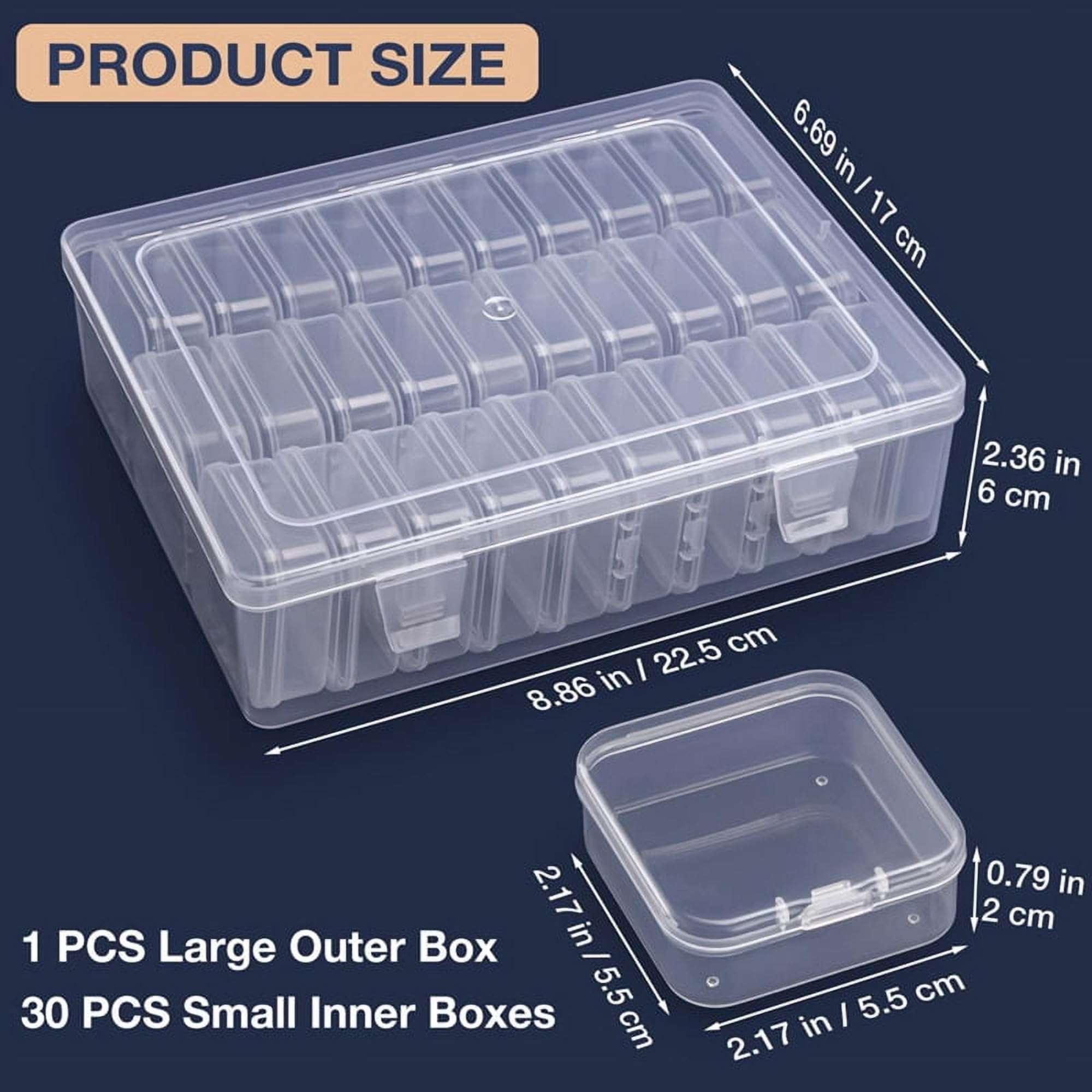 Aryamurti Clear Plastic Craft Organizer Box Set, 30 Small Inner Compartments with Large Outer Container, 22.5 x 17 x 6 cm Storage Case for Beads, Jewelry Making, DIY Supplies 3