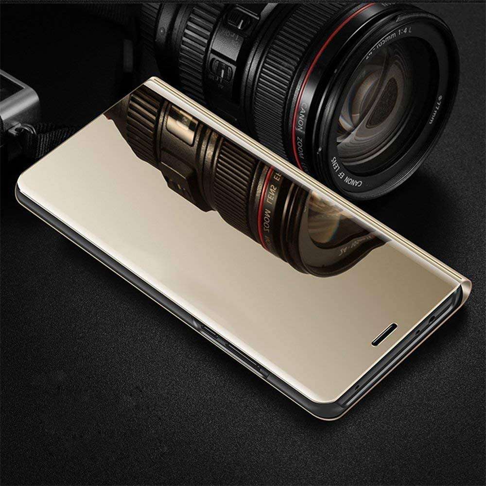EMAXELER Galaxy A51 4G Case Cover Stylish Mirror Plating Flip Full Body Protective Reflection Ultra Thin Hard Anti-Scratch Shockproof Frame for Samsung Galaxy A51 5G / Galaxy A51 4G Mirror:Gold 2