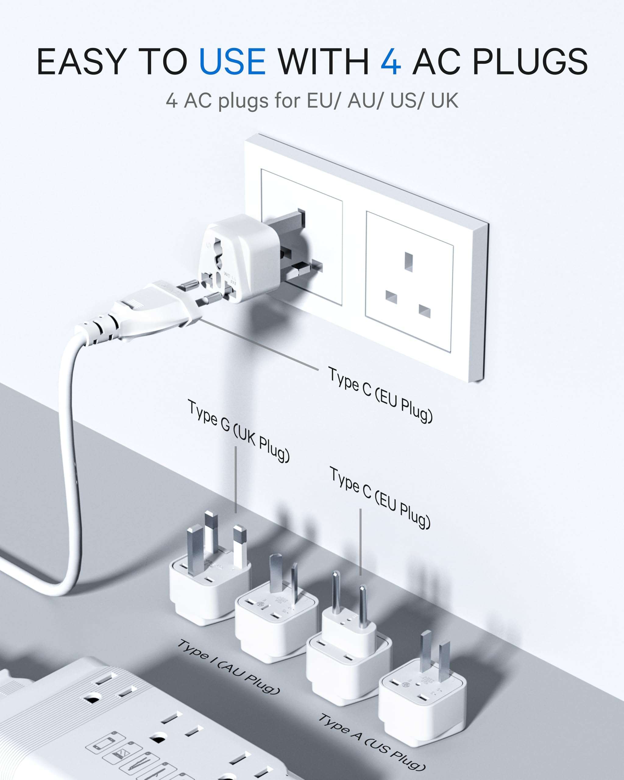 DOACE 220v to 110v Voltage Converter US to Europe: 350W 220 to 110 Voltage Converter for European Travel - International Power Adapter Plug Combo Step Down Transformer White 5