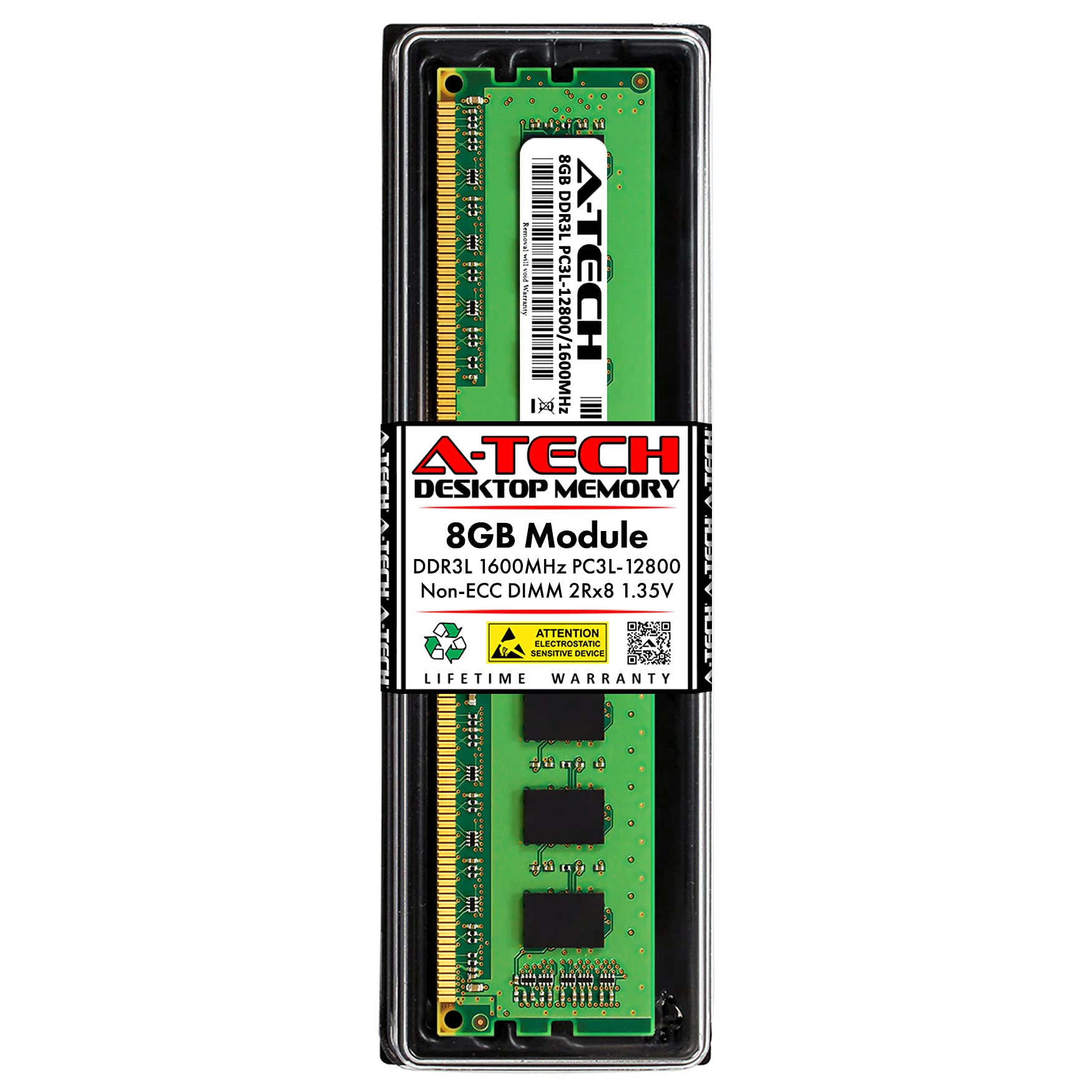 A-Tech 8GB RAM Replacement for Samsung M378B1G73CB0-YK0 | DDR3/DDR3L 1600MHz PC3L-12800 2Rx8 1.35V UDIMM Non-ECC 240-Pin DIMM Memory Module