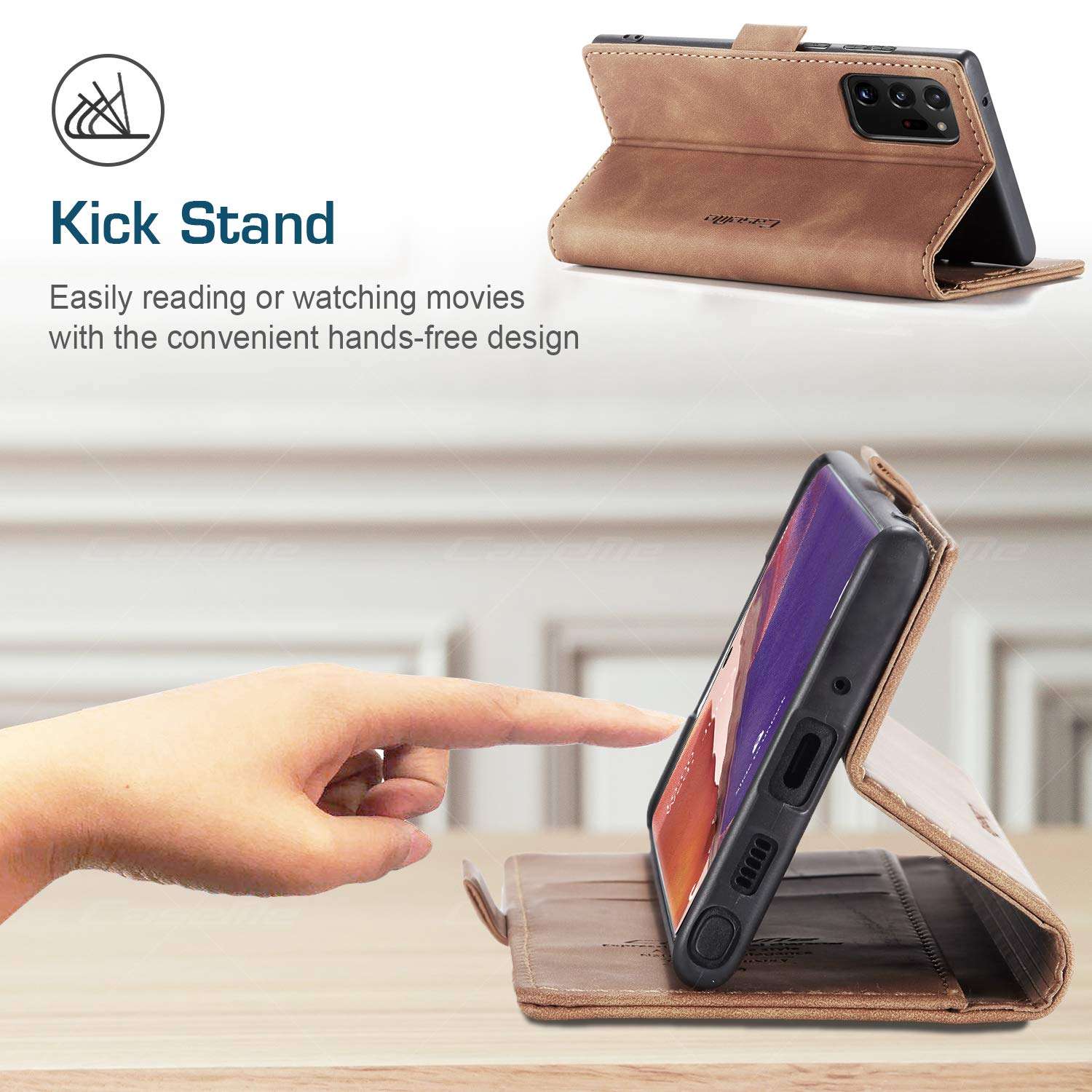 Kowauri Galaxy Note 20 Ultra Case,Leather Wallet Case Classic Design with Card Slot and Magnetic Closure Flip Fold Case for Samsung Note 20 Ultra 5G (Brown) 4