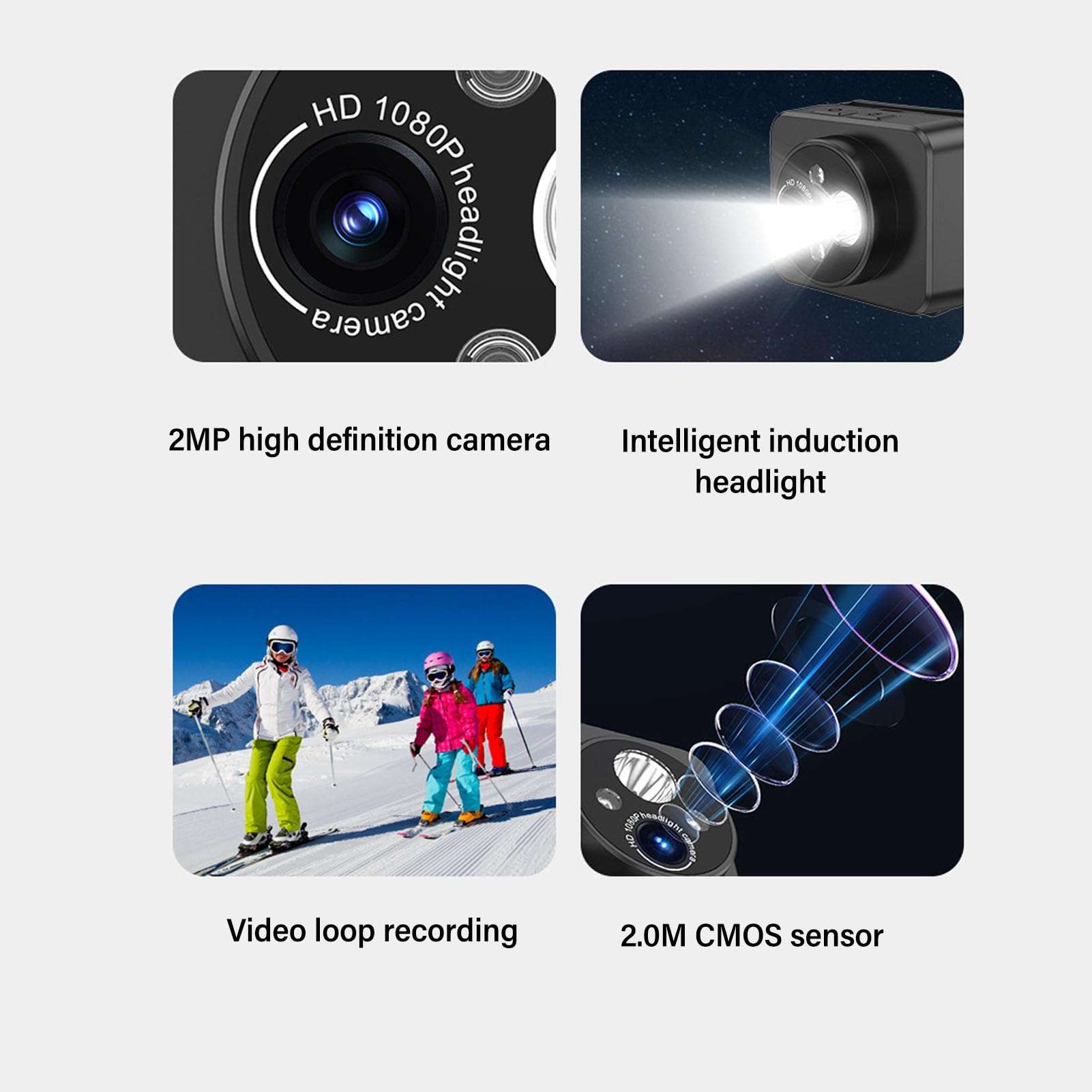 Diyeeni Headlamp Wearable Camera, 1080P Mini Head Mounted Action Camera, 45° Adjustable LED Light, Rechargeable Body Video Camcorder for Night Outdoor Cycling Running Hiking 3