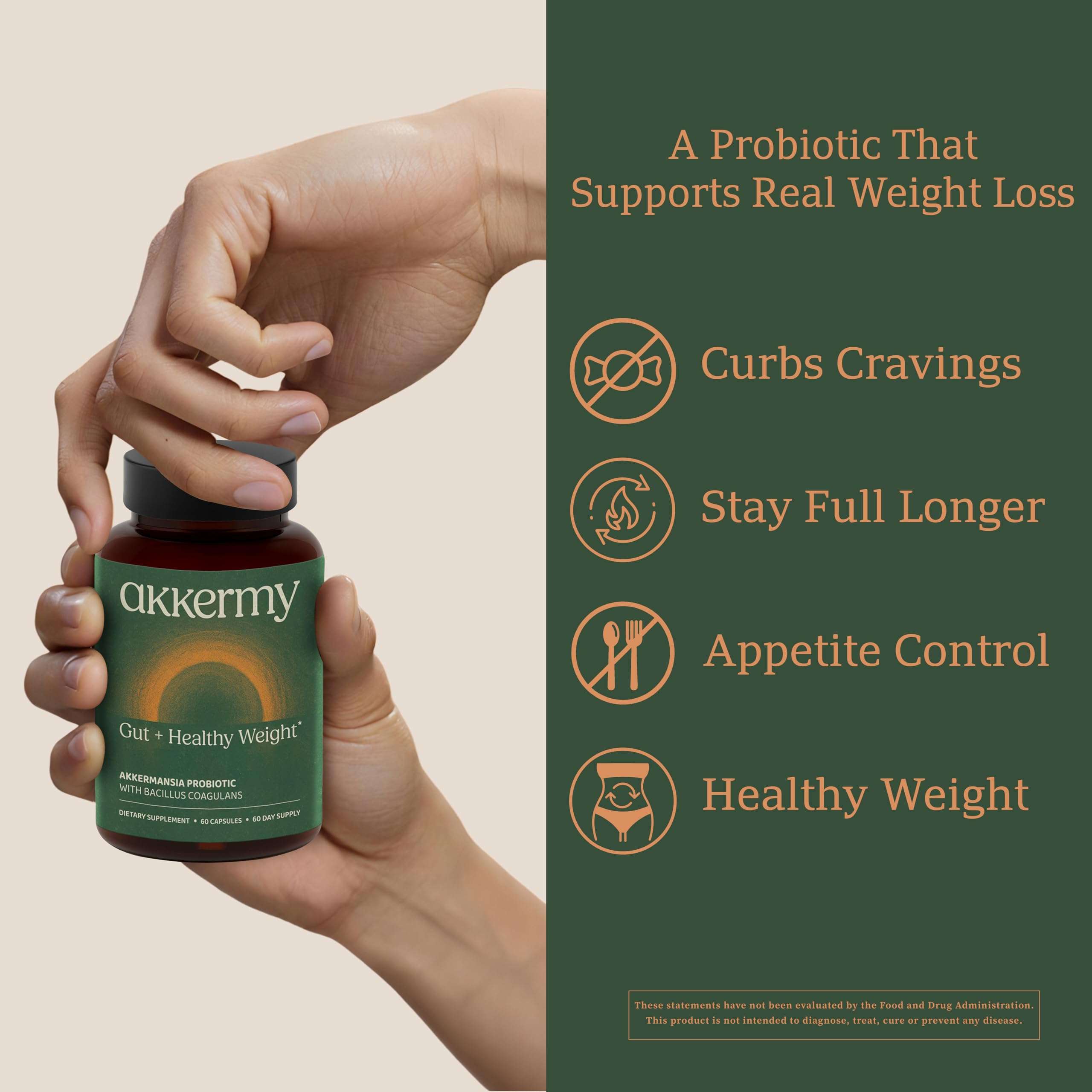 Akkermansia Probiotic for Appetite & Craving Control | Increases GLP-1 & Boosts Healthy Weight | 60 Day Supply | Made in USA | Bacillus Coagulans, B2, D3 & Chromium | SIBO Friendly, Vegan, Gluten Free 6