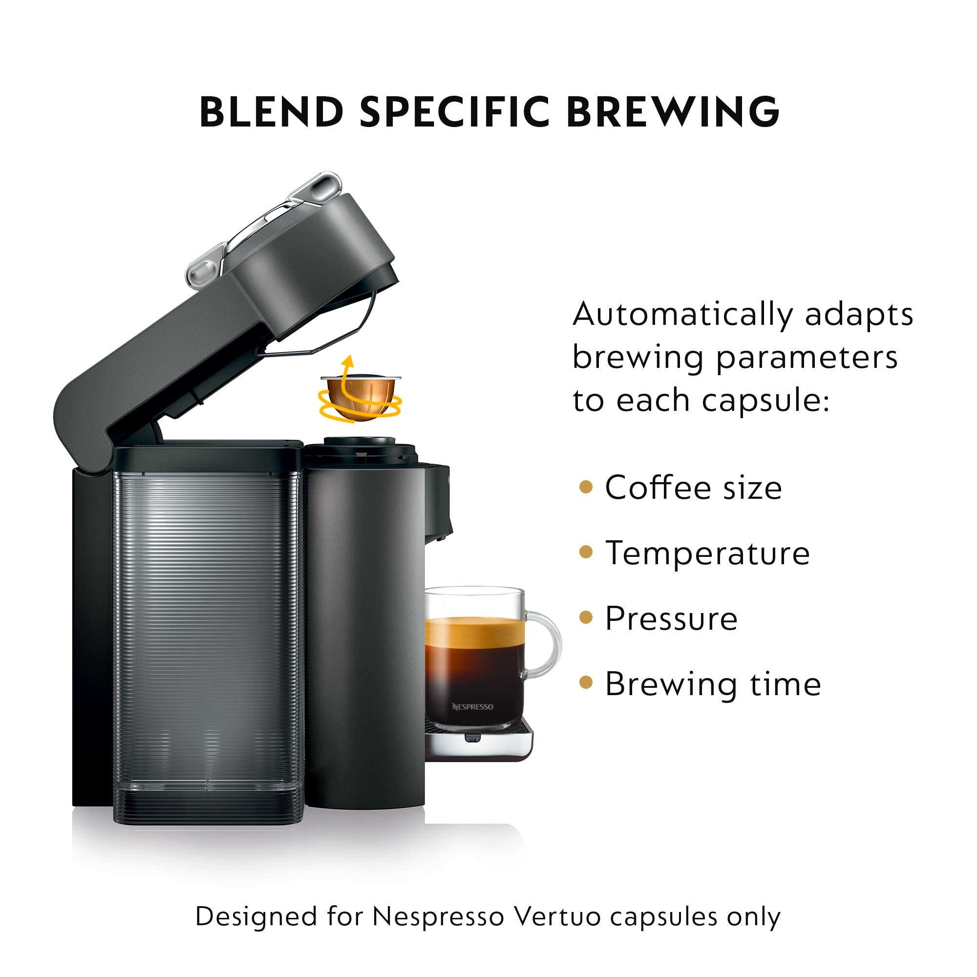 Nespresso Vertuo Coffee and Espresso Machine by De'Longhi with Milk Frother, 1000 Milliliters, Graphite Metal 4