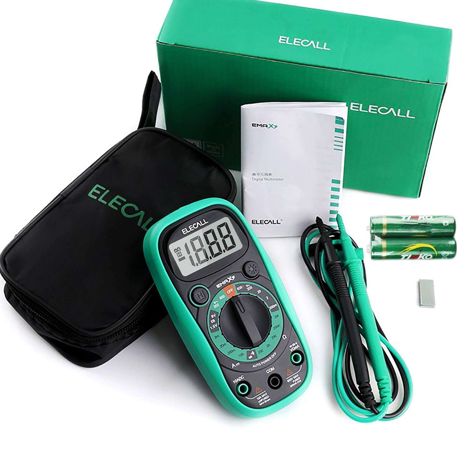 Digital Multimeter Tester Volt Meter with Case Ohm Volt DC AC Pocket Voltmeter Amp Test and Diode Tester Multimeter with LCD Display and Rubber Case, (with Multimeter Bag) 6