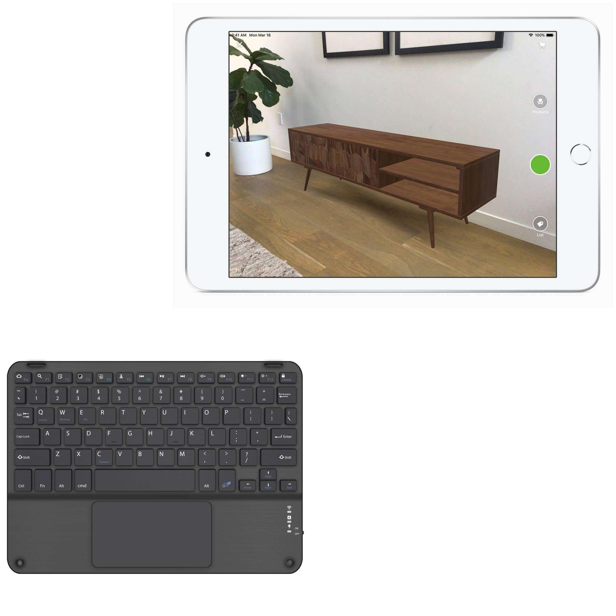 BoxWave Keyboard Compatible with Apple iPad Air (3rd Gen 2019) - SlimKeys Bluetooth Keyboard with Trackpad, Portable Slim TouchPad - Jet Black 1