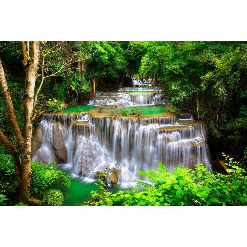 Pitaara Box Huay Mae Kamin Thailand Waterfall in Kanjana-buri MDF Frame Canvas Painting, Multicolour, 21 x 14 Inch