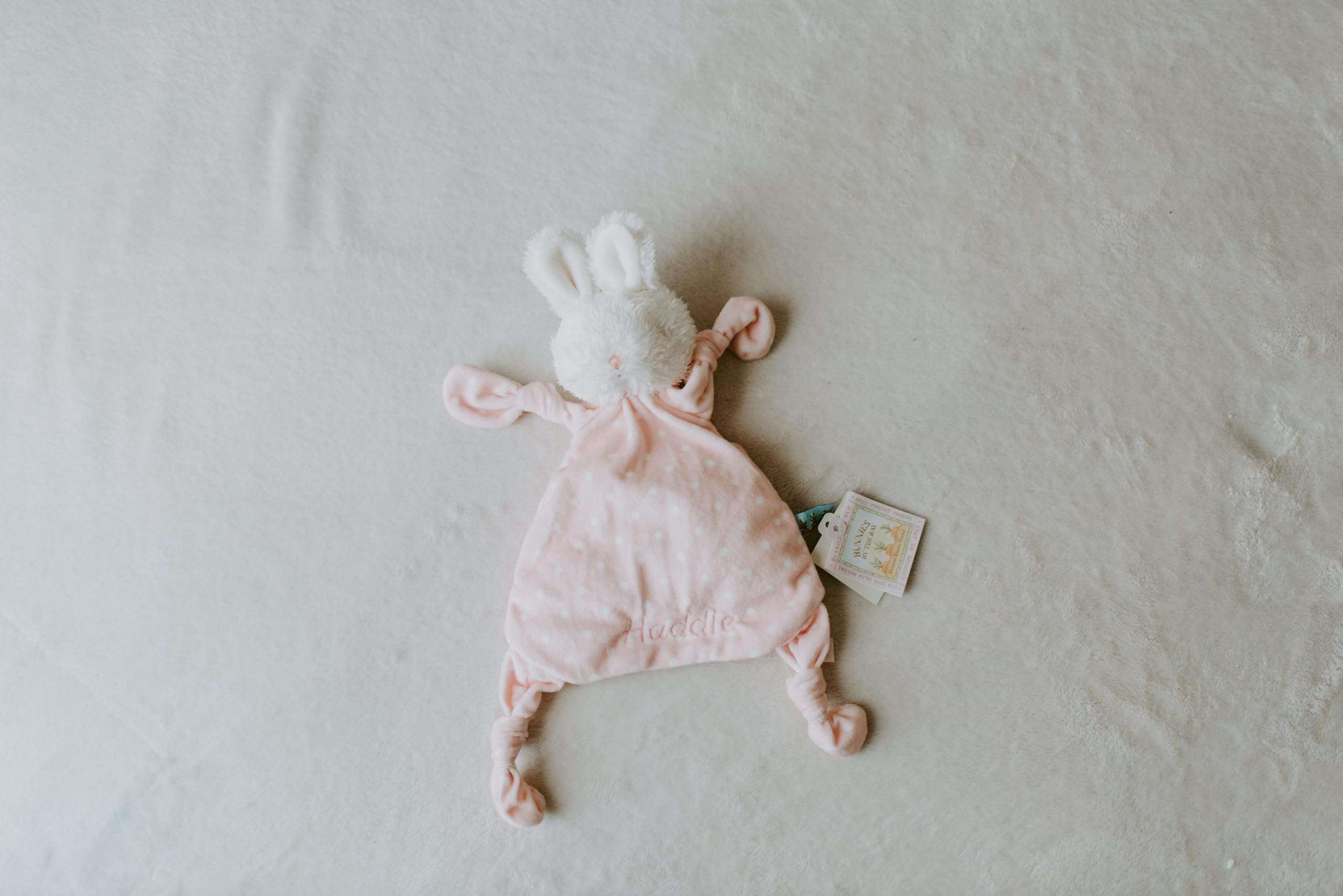 Bunnies By The Bay "Blossom" Knotty Friend Baby Stuffed Animal Blanket - Plush Baby Lovey - Best Friend Blanket - 10” Multicolour 6