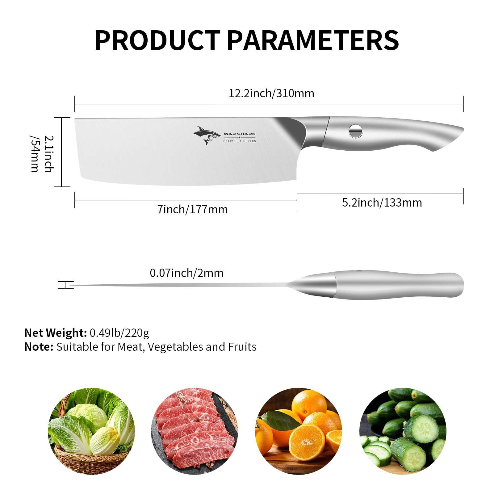 MAD SHARK Nakiri Chef Knife 7 Inch Vegetable Knives, Ultra Sharp Knife, Multipurpose Chopping Knife with Precision and Beauty, for Home and Kitchen, Unique gift for Family with Box (7 Inch) 6