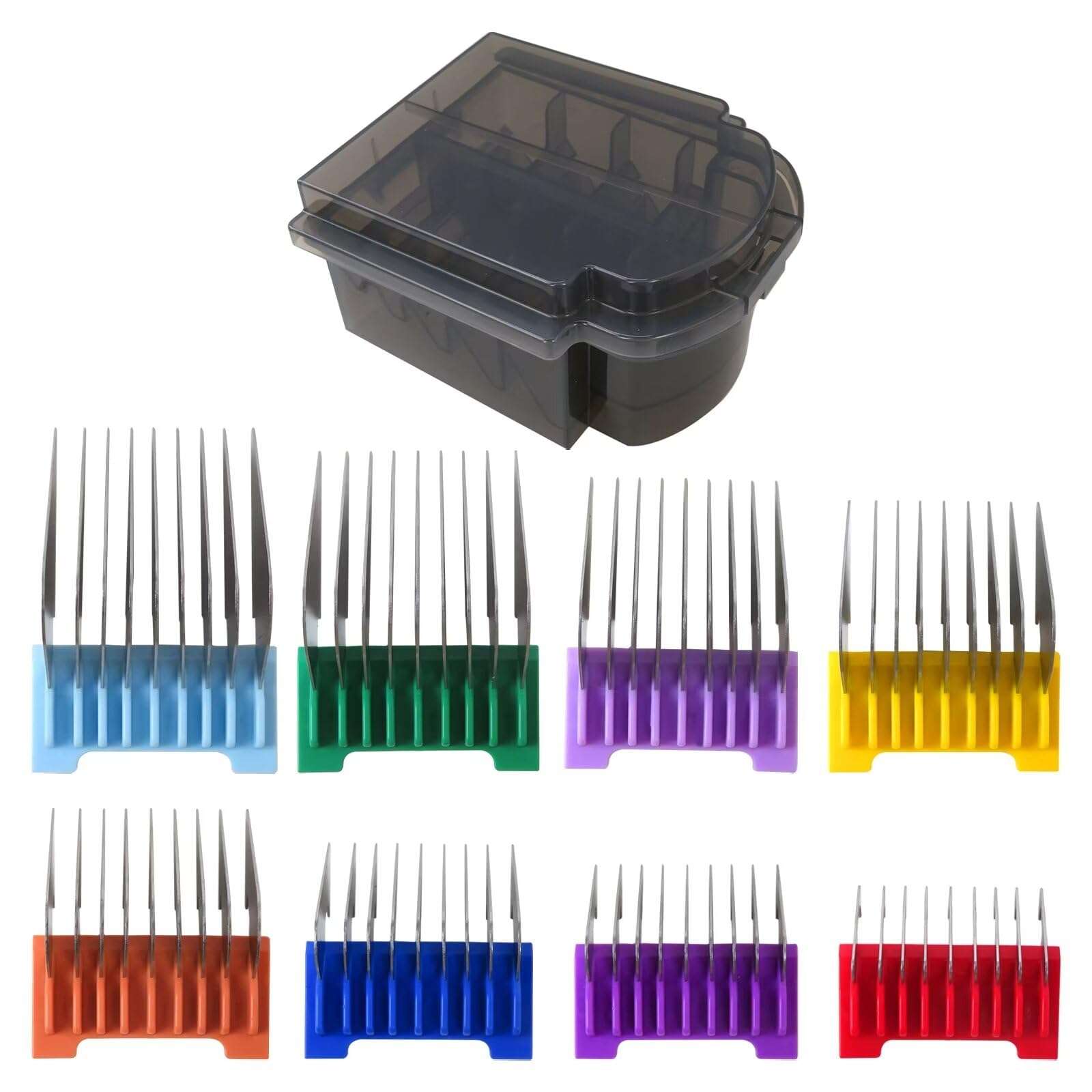 New Upgraded 8 Pcs Professional Colorful Hair Clipper Combs Guards Cutting Guides Fits for Most Wahl Replacement Guards Set, 1/8 Inch to 1 Inch(3-25mm) 1