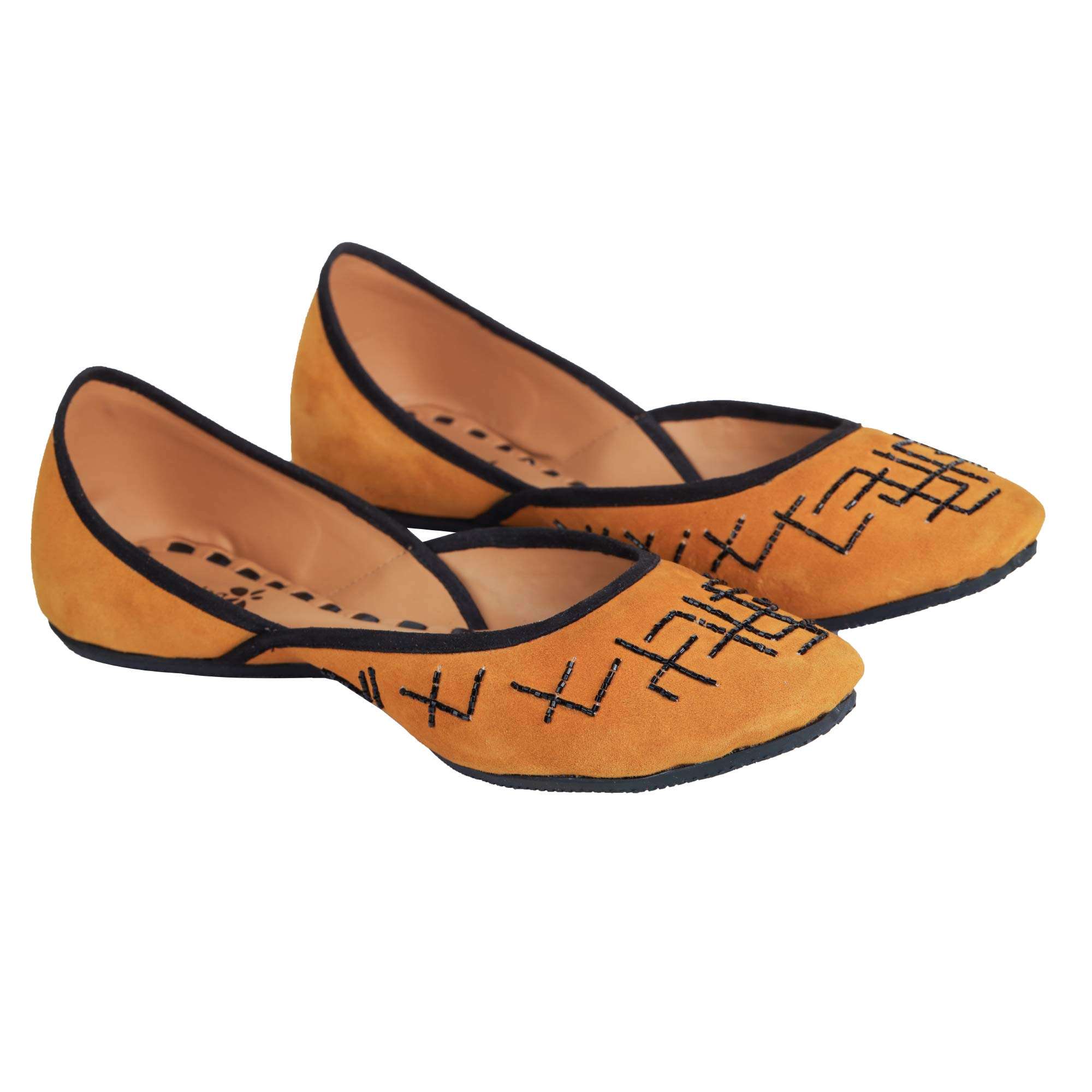 Amica Slexia Women's Leather Stylish Traditional Jutis & Mojari (Tan_Size-3) 6