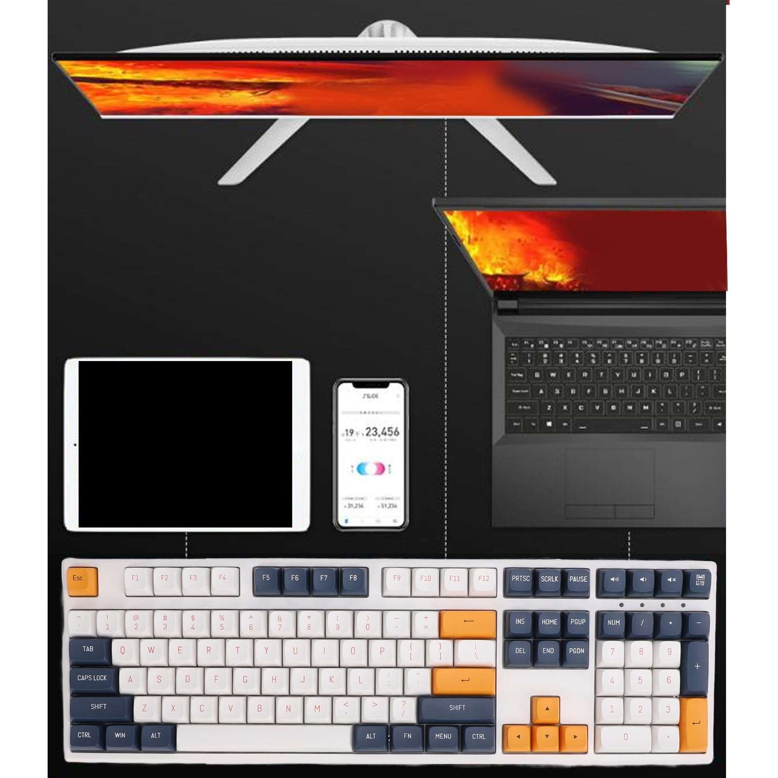 Bewinner Mechanical Gaming Keyboard, 3000mAh Red Switch, Three Way Cable Management, Adjustable Lighting Effects, Full Key Rollover Technology 5