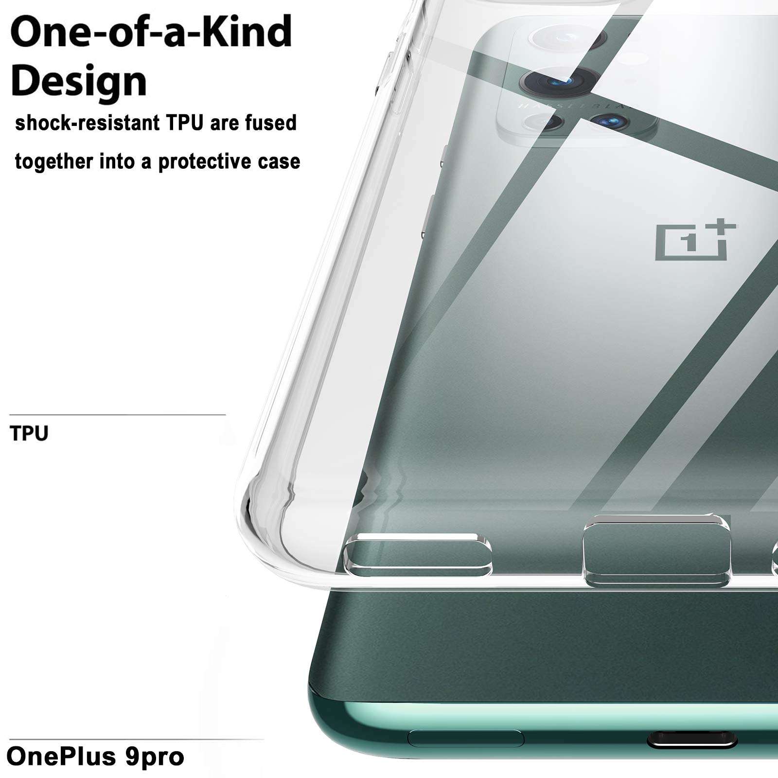 E'QITAYO Crystal Clear Designed for OnePlus 9 Pro Case Cover, 1.2 mm Thick Back Case, Flexible Silicone Cover, Thin Slim Soft TPU Silicone Shockproof Cover Case for OnePlus 9 Pro 3