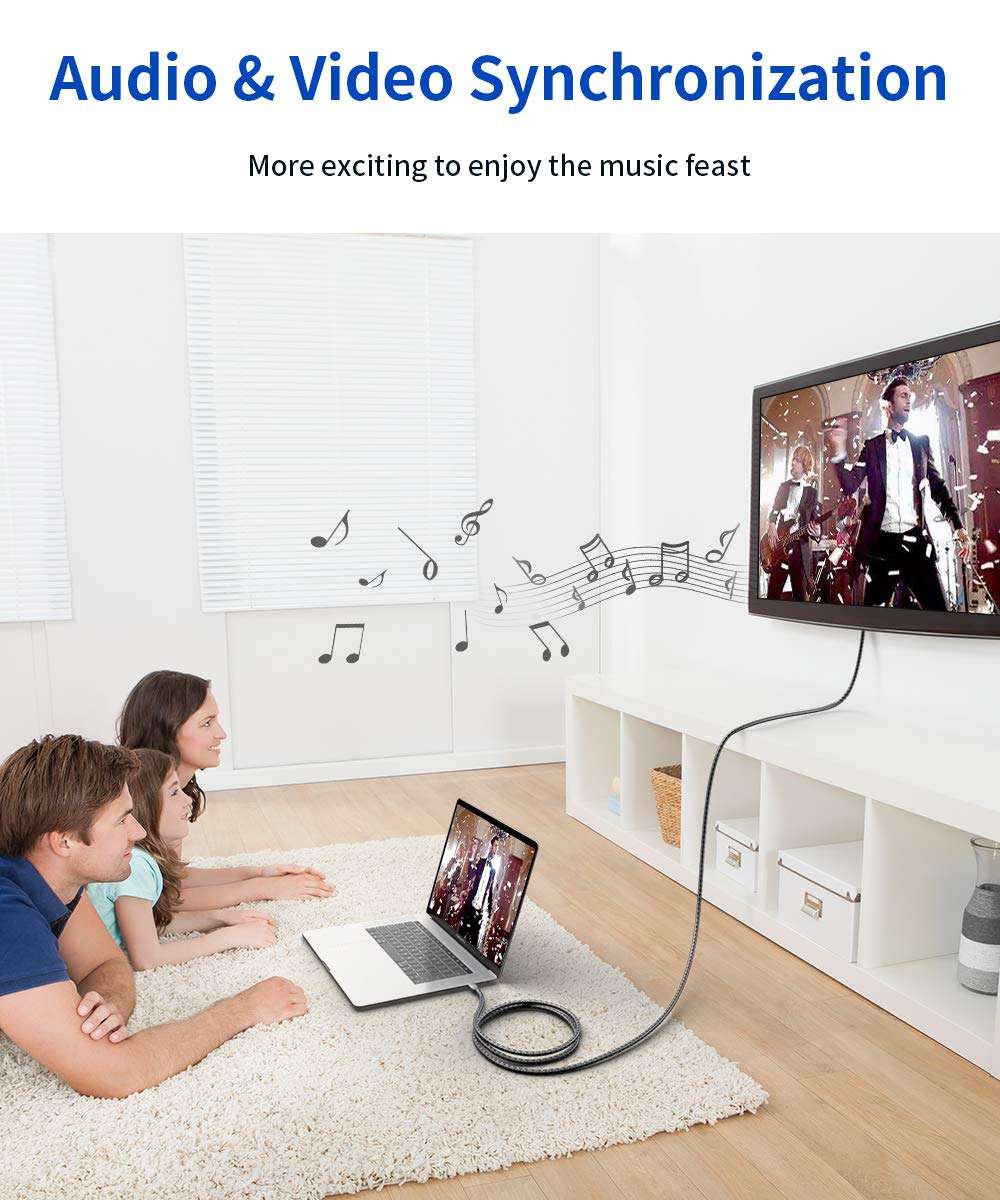 JSAUX Mini DisplayPort to HDMI Cable 10FT, Thunderbolt 2 to HDMI Mini DP Cord FHD Nylon Braided Gold-Plated Monodirectional for MAC/MacBook Air/Pro, Surface Pro/Dock, Monitor, Projector More-Grey 4