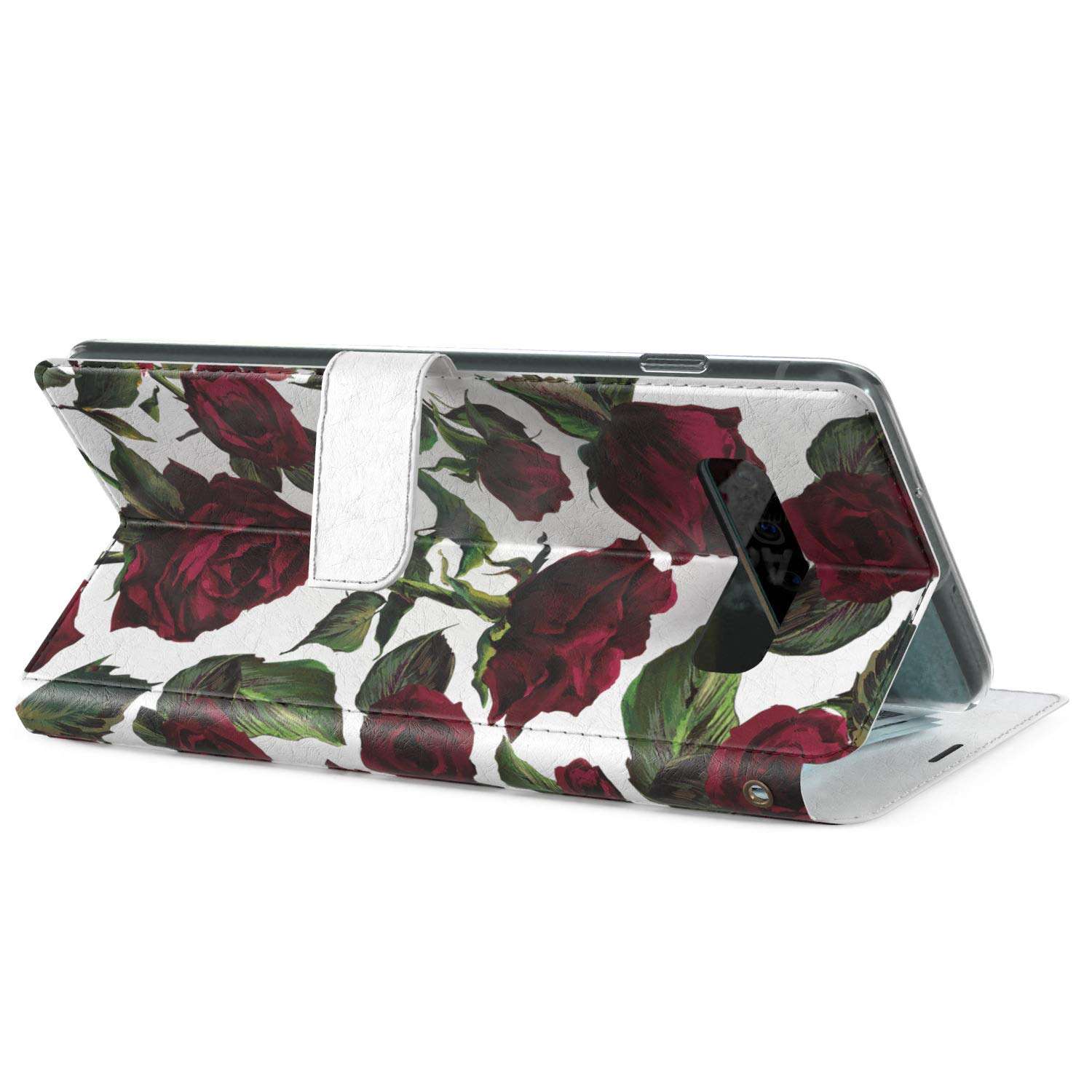 Mertak Wallet Case Compatible with Samsung Galaxy Note 20 Ultra S21 Plus S20 A70 S10 Floral Flowers Flip Magnetic PU Leather Lightweight Red Roses Valentine Protective Folio Romantic Bouquet Cover 5