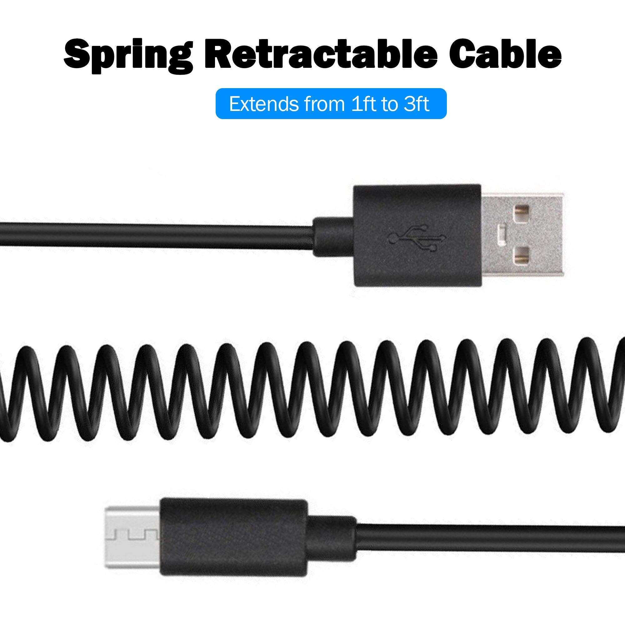 HomeryGardens USB 2.0 - Micro-USB to USB Coiled Cable – Extends from 1ft to 3ft – High-Speed Male A to Micro B, Black 3