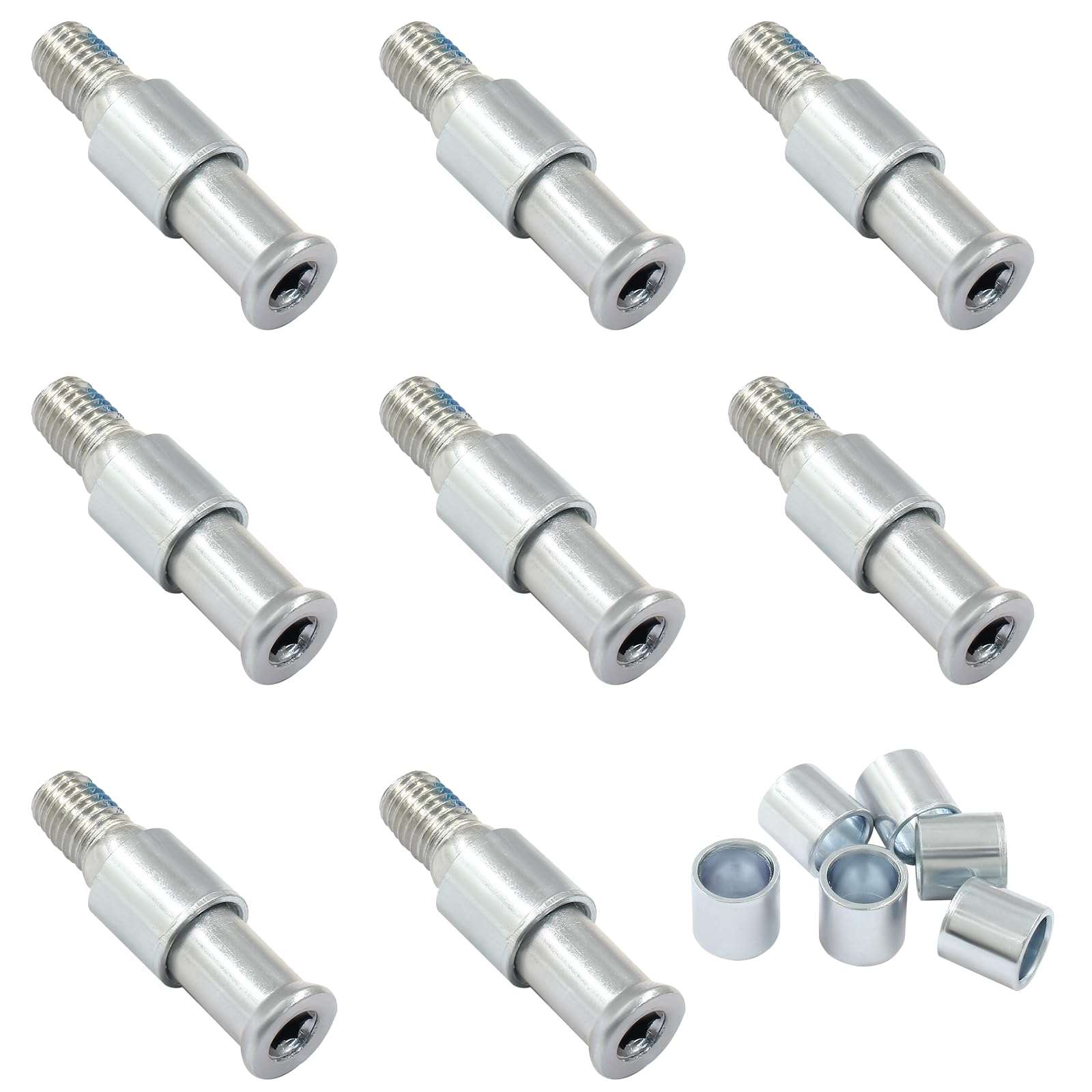 Luomorgo 17 Pcs/1 Set Inline Skate Wheel Axle Spacer Screw, 8mm/5/16" OD Shaft Hex Socket Screw Axles for Roller Skate with M4 T Handle Allen Wrench 5