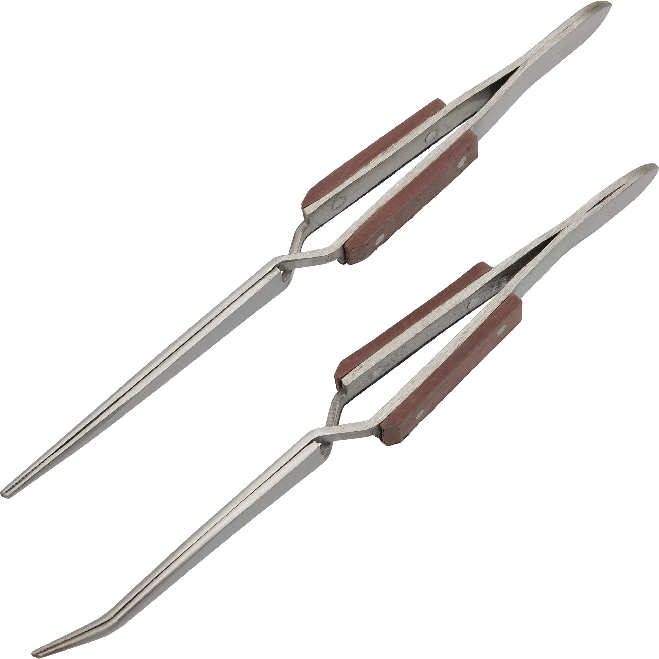 Cross Locking Curved & Straight Tweezers 2Pcs