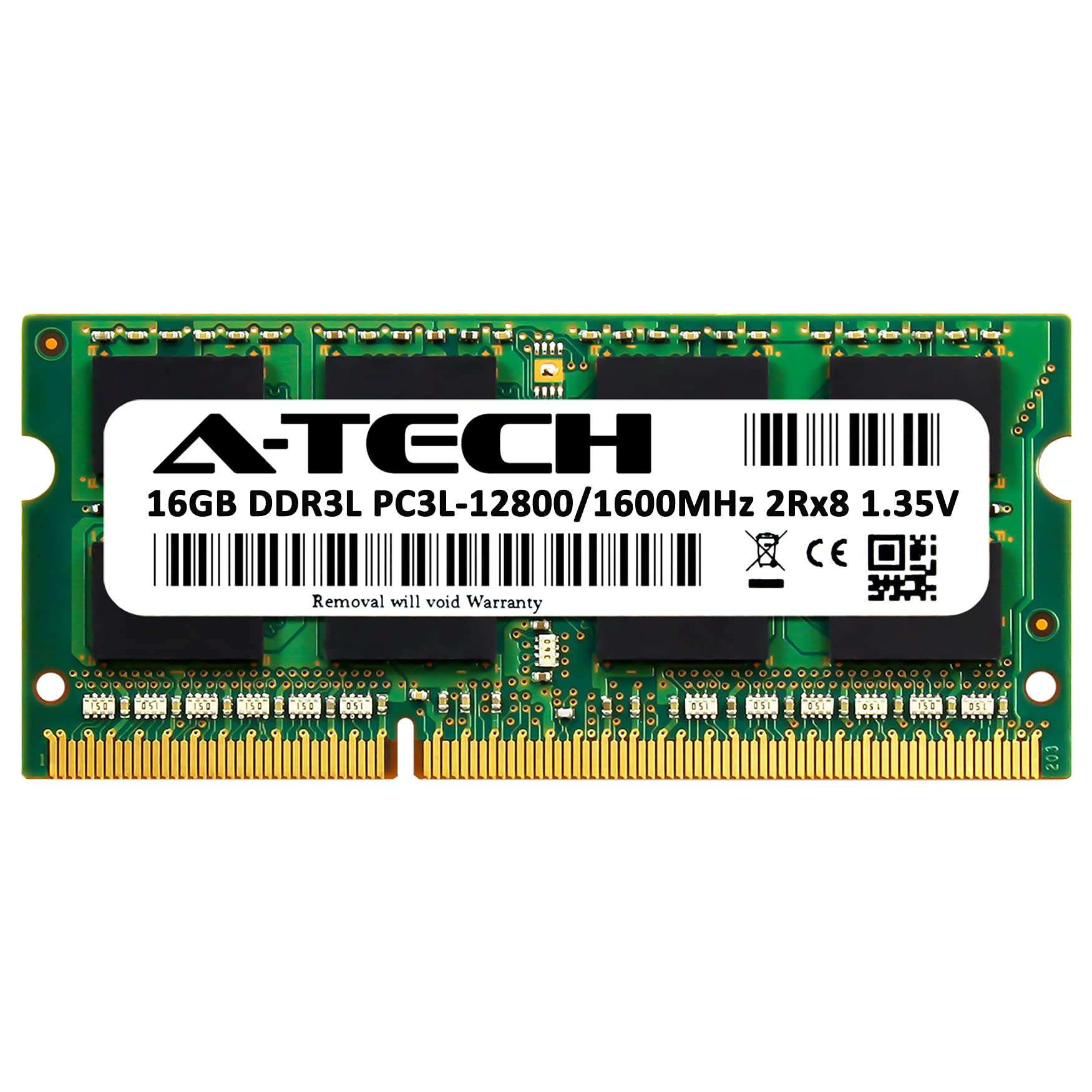 A-Tech 16GB RAM Replacement for CT204864BF160B | DDR3/DDR3L 1600MHz PC3L-12800 (PC3-12800) CL11 SODIMM 2Rx8 1.35V Non-ECC SO-DIMM 204-Pin Laptop, Notebook Memory Module 2