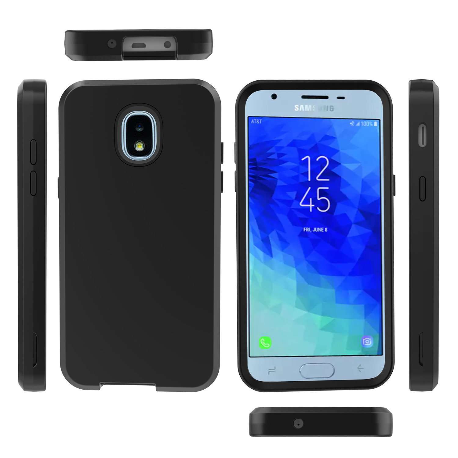 AMENQ Galaxy J3 Achieve Case, Galaxy J3 Star Case, Galaxy J3 2018 Case, Galaxy J3 Eclipse 2 Case 3 in 1 Hybrid Heavy Duty Shockproof Hard PC and TPU Bumper Protective Armor Phone Cover (Black) 6