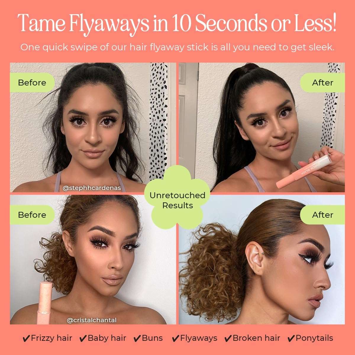 INH Hair Mascara for Flyaways | Quick Slick Hair Finishing Stick for Flyaways, Frizz Control, & Slick Back Look | Non Greasy & Non Comedogenic Smoothing Serum & Frizz Tamer Wand | Peach Tart, 18ml 2