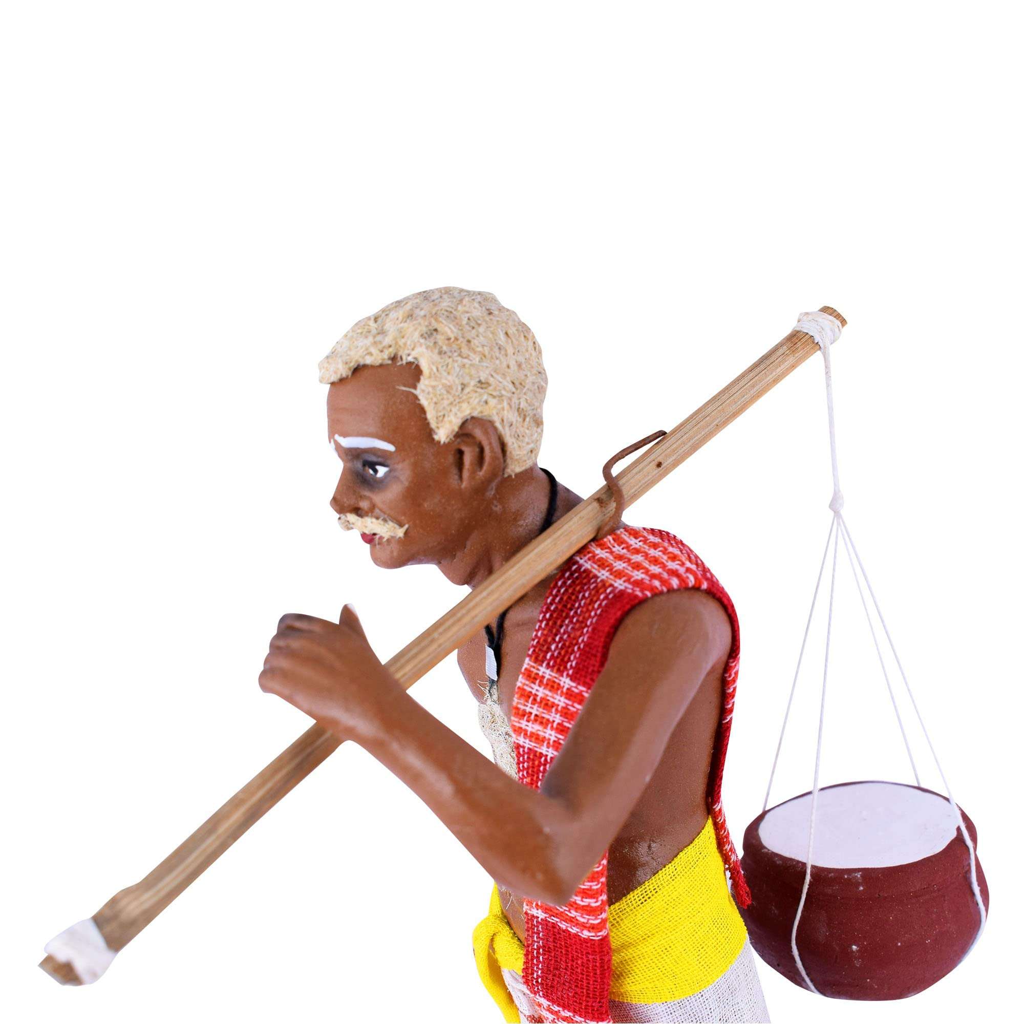 Mere Desh ki Mitti Handmade Clay Old Man Figure Selling Curd Village to Village Figure 11 Inch Gift & Home Décor, Table décor, Traditional Handicraft. 6