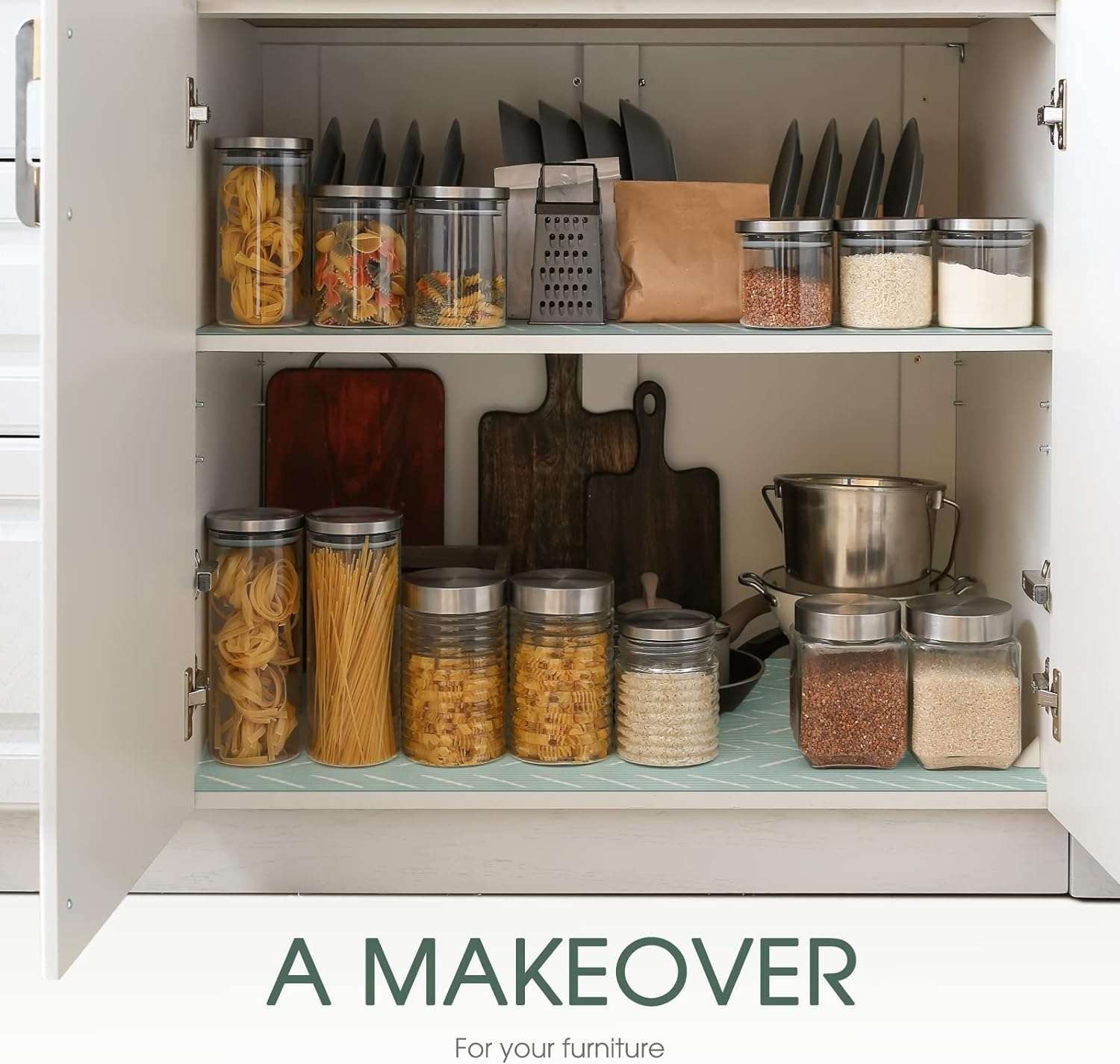 Ash & Roh Multipurpose Anti-Slip Plastic Washable Liner for Bathrrom, Kitchen, Fridge Mat and Drawer Mats (Green Leaf, 45X100) 4