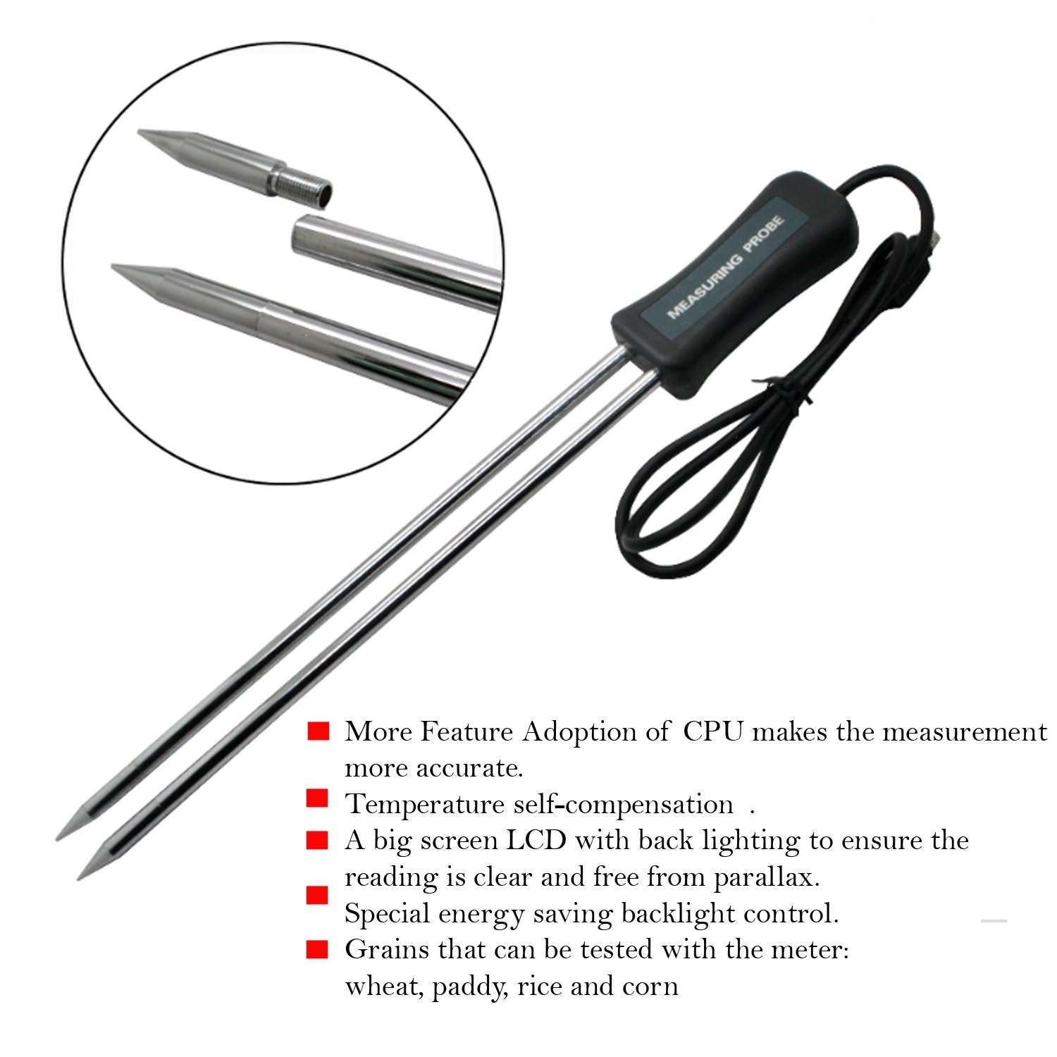 Digital Moisture Meter Grain Moisture Meter LCD Display Digital Grain Moisture Tester Contains Wheat Corn Rice Humidity Tools ATC And Backlight MD7821 MD7822 Precision measurement (Style : MD7822) 3