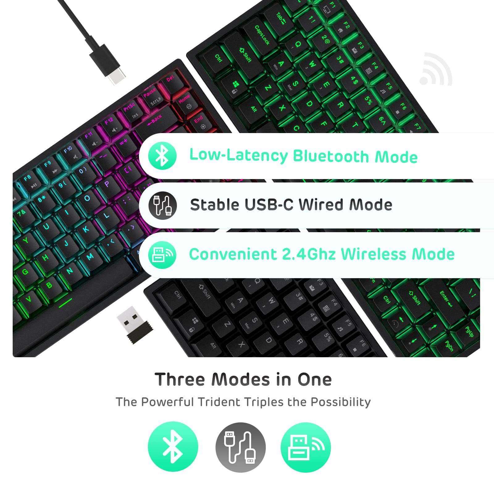RK ROYAL KLUDGE RK84 Wireless RGB 75% Triple Mode BT5.0/2.4G/USB-C Hot Swappable Mechanical Keyboard, 84 Keys Wireless Gaming Keyboard w/High-Capacity Battery, Clicky Blue Switch 2