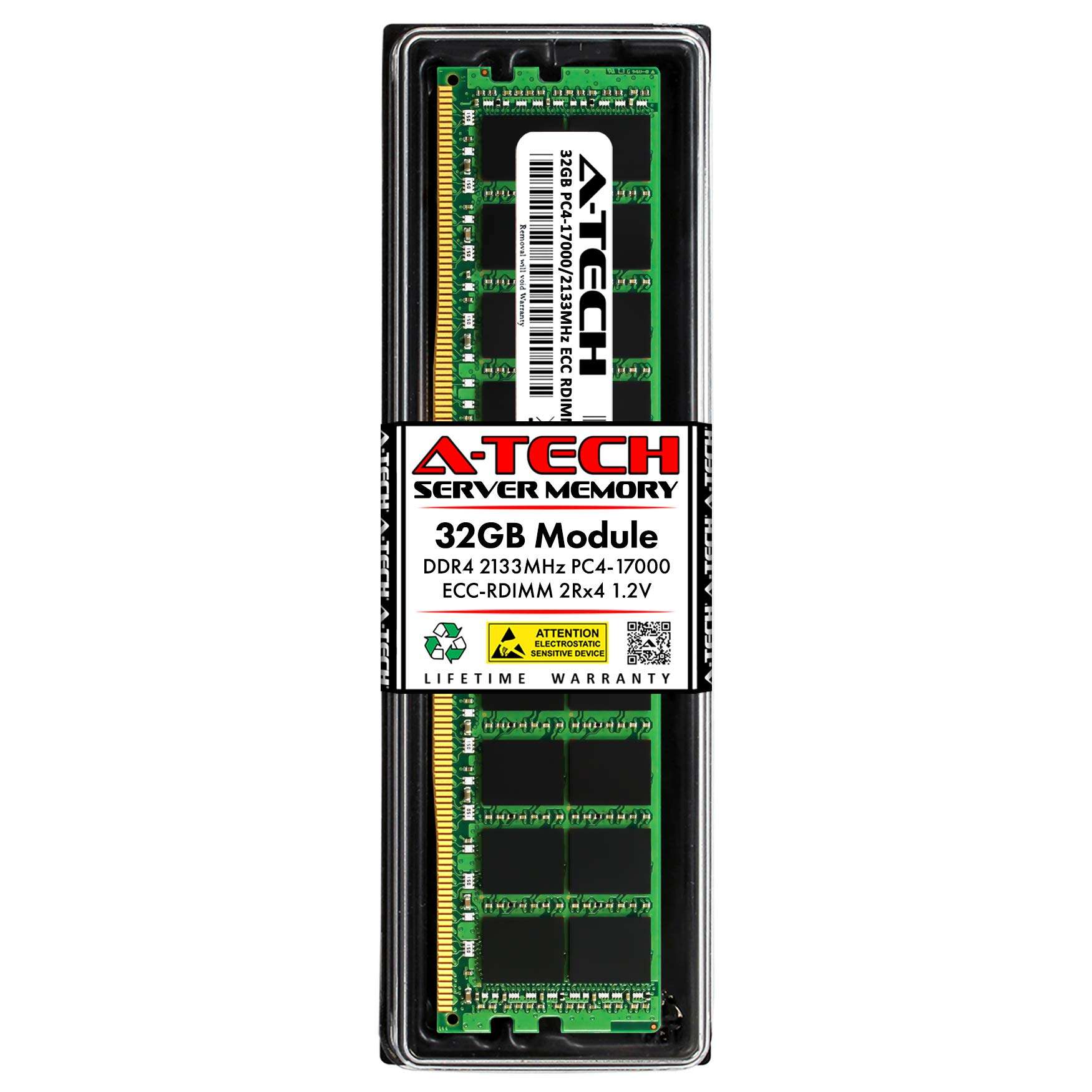 A-Tech 32GB RAM Replacement for Kingston KVR21R15D4/32 | DDR4 2133MHz PC4-17000 2Rx4 1.2V ECC RDIMM Registered 288-Pin DIMM Memory Module 1