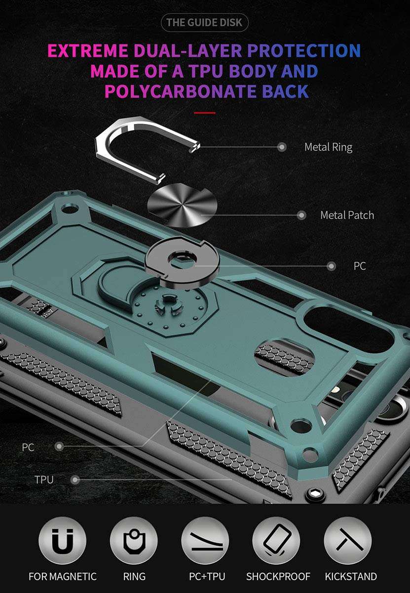 ADDIT A20e Case, Samsung Galaxy A20e Case [ Military Grade ] Shock-Absorption Bumper Cover Samsung Galaxy A20e Anti-Scratch Case with Ring Car Mount Kickstand for Samsung Galaxy A20e - Teal 3