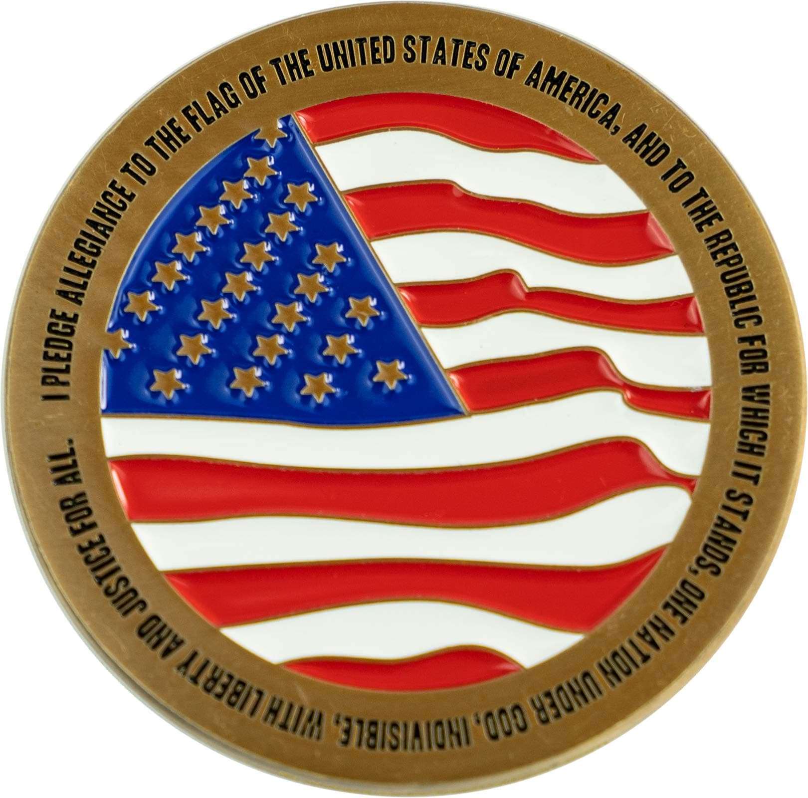 Pledge of Allegiance Coin, Liberty Bell & American Flag Patriotic Military Challenge Coin, Heal Our Land, Freedom Christian Religious Antique Gold Plated Prayer Token Gift 3