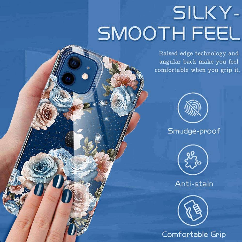 ANNSD for iPhone 12 Case/iPhone 12 Pro Case,Plastics and TPU Shock Absorption Rubber Series Full Body Protective Cover Compatible with iPhone 12 /Pro Case(6.1 inches) (Floral) 6