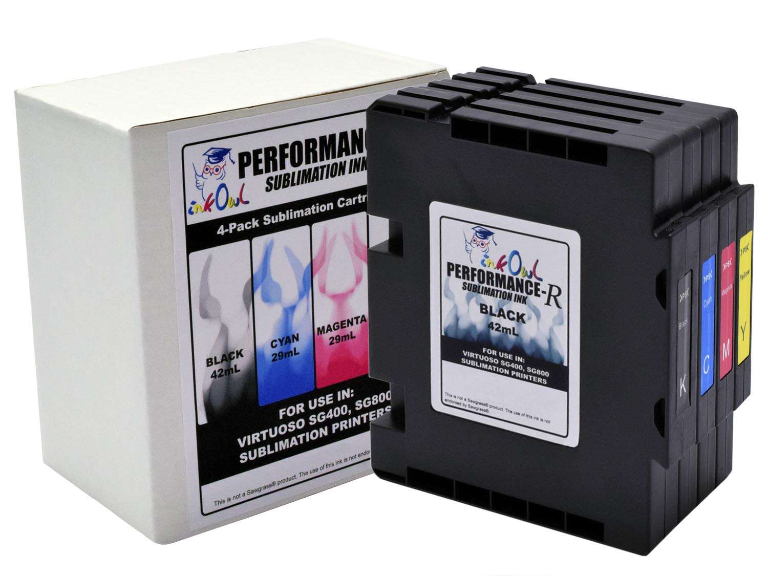 InkOwl Compatible DYE Sublimation Ink Cartridges Replacement for SG400, SG800 (4-Pack) 1