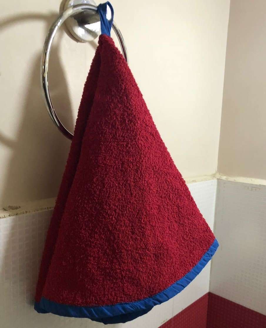 Generic Cotton Quest Kitchen/Hand Towel - A (red and Sky Blue) Set of 2 2